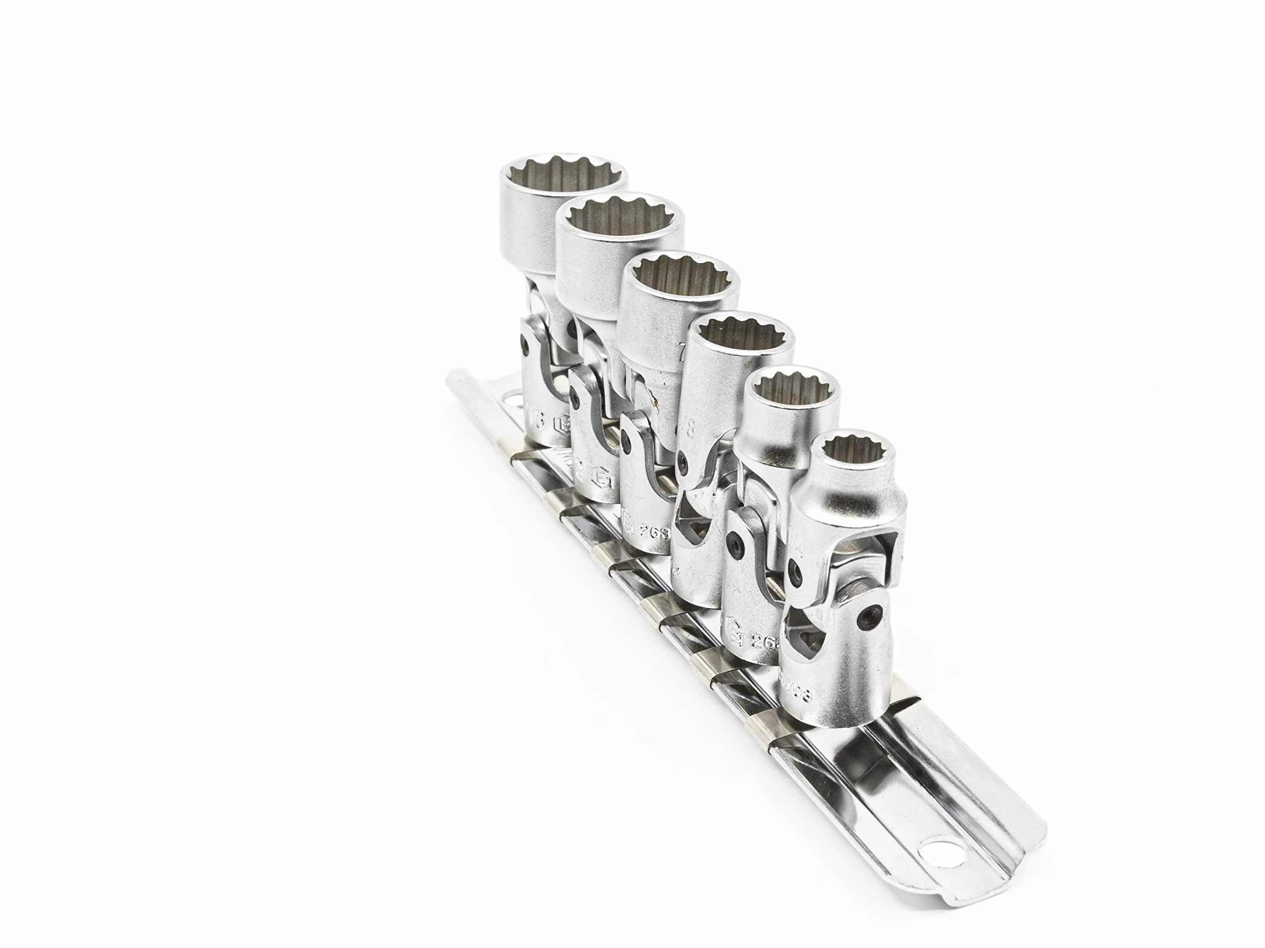 Genius Tools 6-częściowy uniwersalny zestaw nasadek ręcznych 1/4" Drive SAE (12-punktowy), matowe wykończenie - US-206S