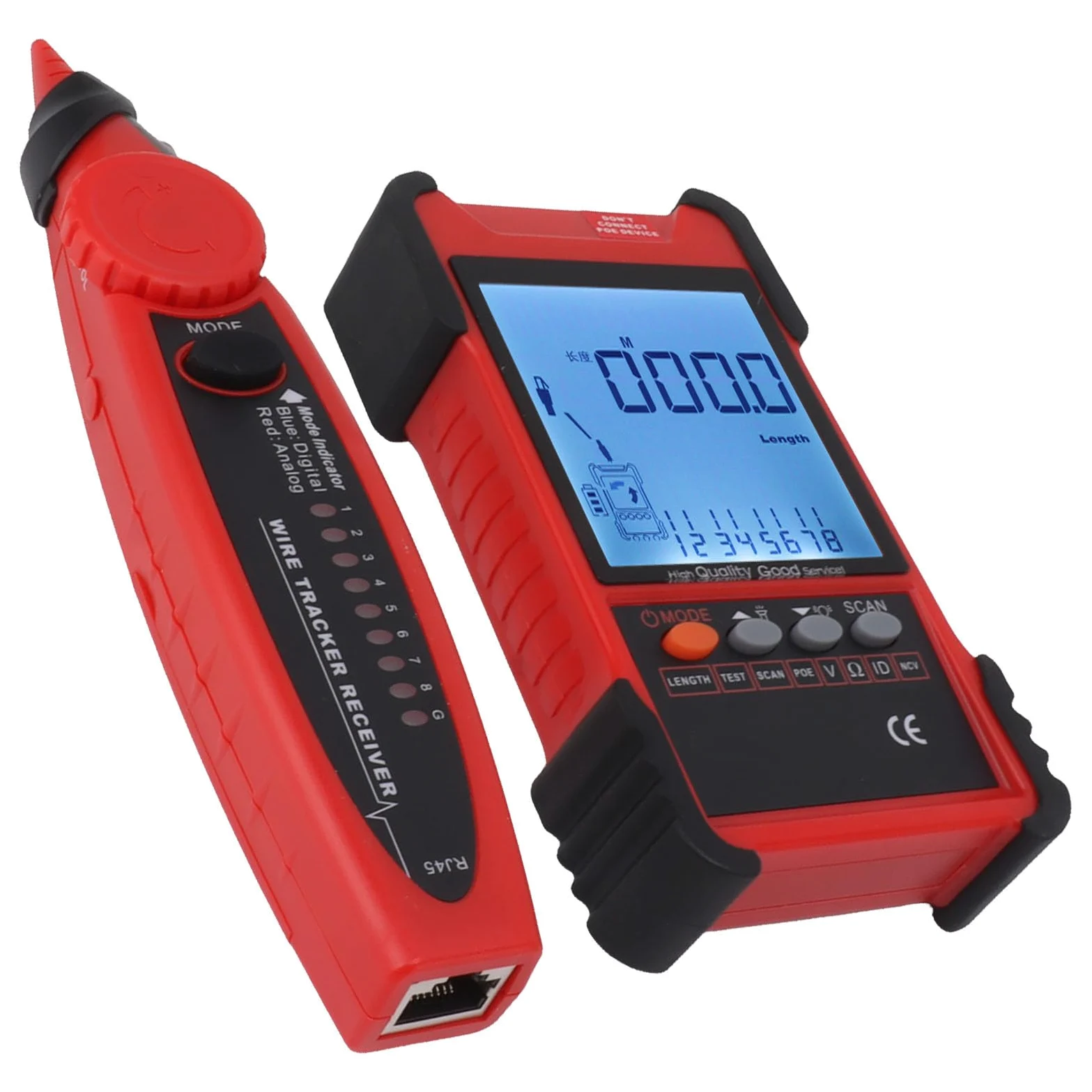 Yctze ET616 Multimetr Testera Kablowego z LCD w Celu Sortowania i Konserwacji - Czerwony (czerwony)