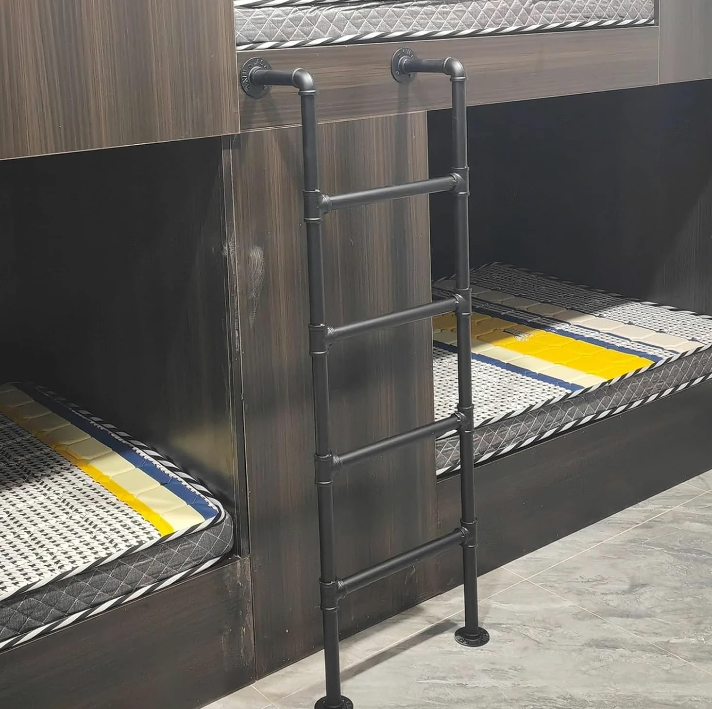 Schody wyjściowe do piwnicy o wysokiej wytrzymałości, 1,25 m (4,1 stopy), metalowa drabina do łóżek piętrowych, przyczep, przyczep kempingowych, sypialni, wysokich łóżek, kolor czarny