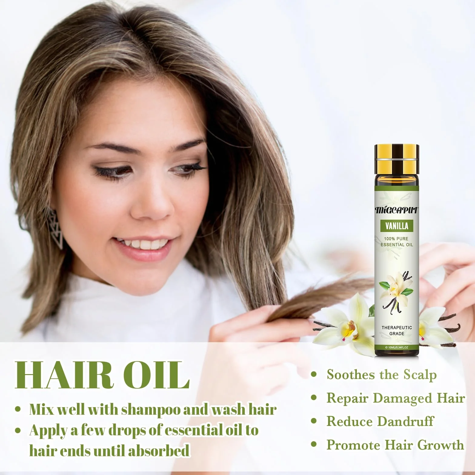 MIGCAPUT Zestaw Olejków Eterycznych Waniliowy 2 x 10ML, 100% Naturalne Olejki do Aromaterapii, Olejek Waniliowy Klasy Terapeutycznej do Dyfuzora Nawilżacza, SPA, Masażu, Snu, Mydła