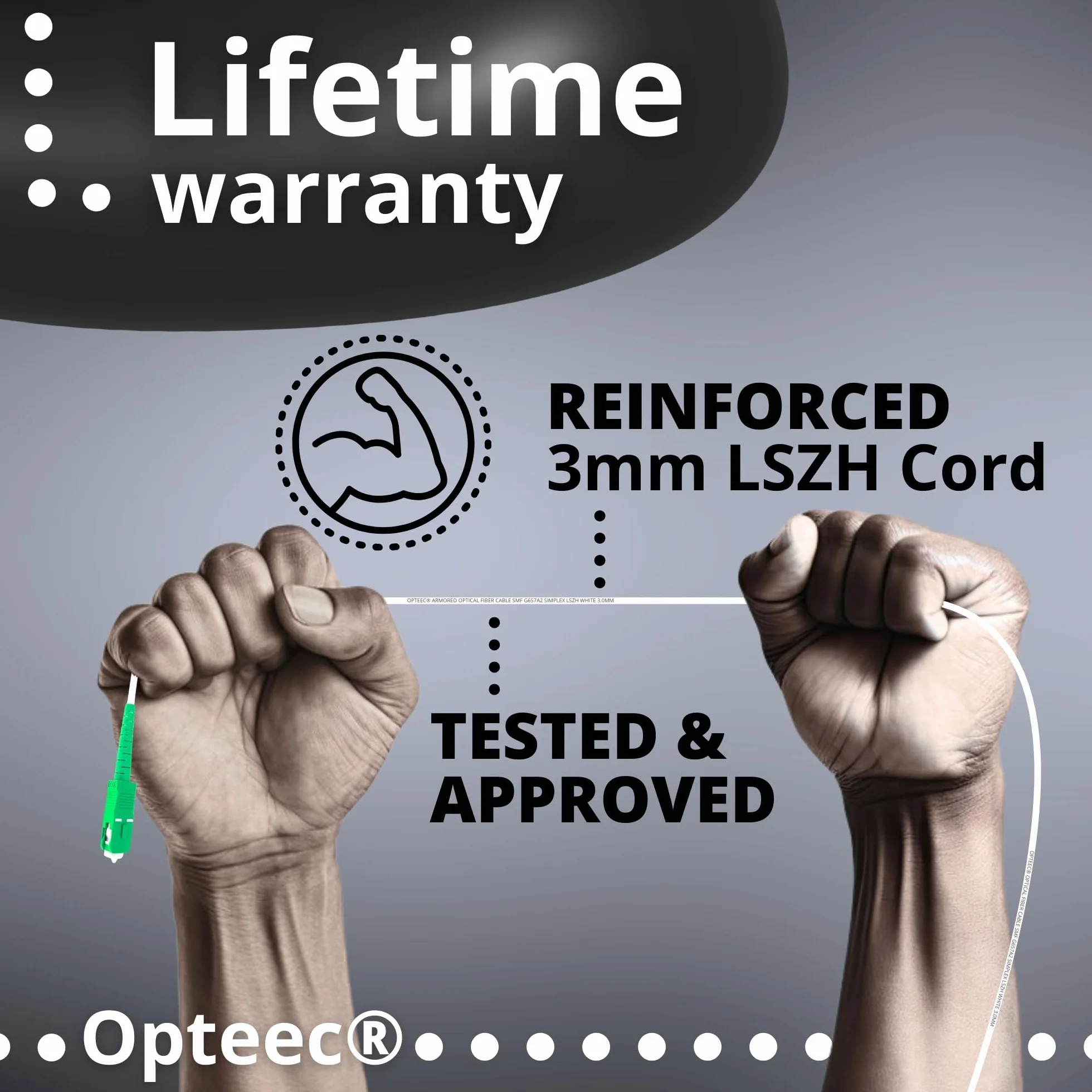 Optyczny kabel opancerzony SC-APC do SC-APC Simplex 0,5M Biały