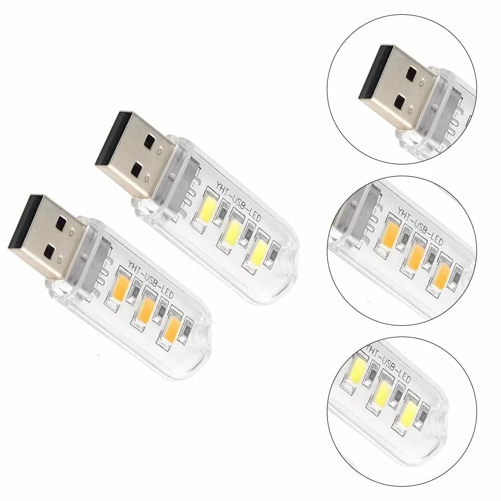 Cerioll Lampa LED USB, LED do laptopa, lampka klawiatury komputerowej, przenośna mini lampa USB, lampa do komputera z 10 mieszanymi światłami LED USB (5 białych + 5 żółtych)