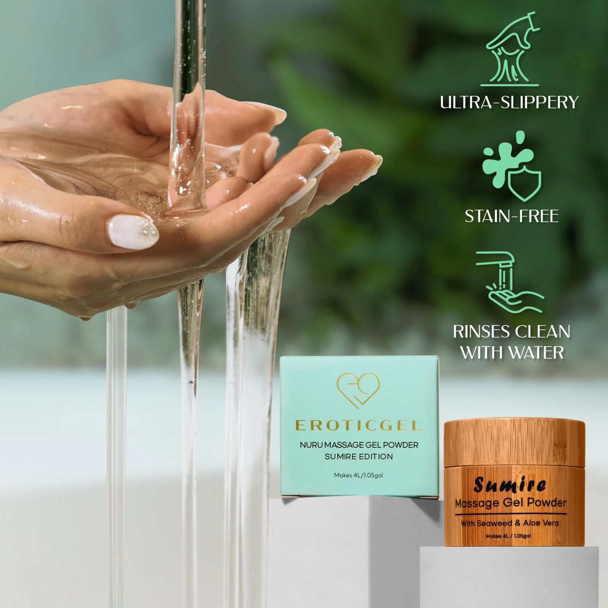 Sumire Edition Żel do masażu nuru, 40 g, wodorosty nori i aloes, wyprodukowano w Japonii, bez parabenów i gliceryny, starcza na 4 l, bezbarwny