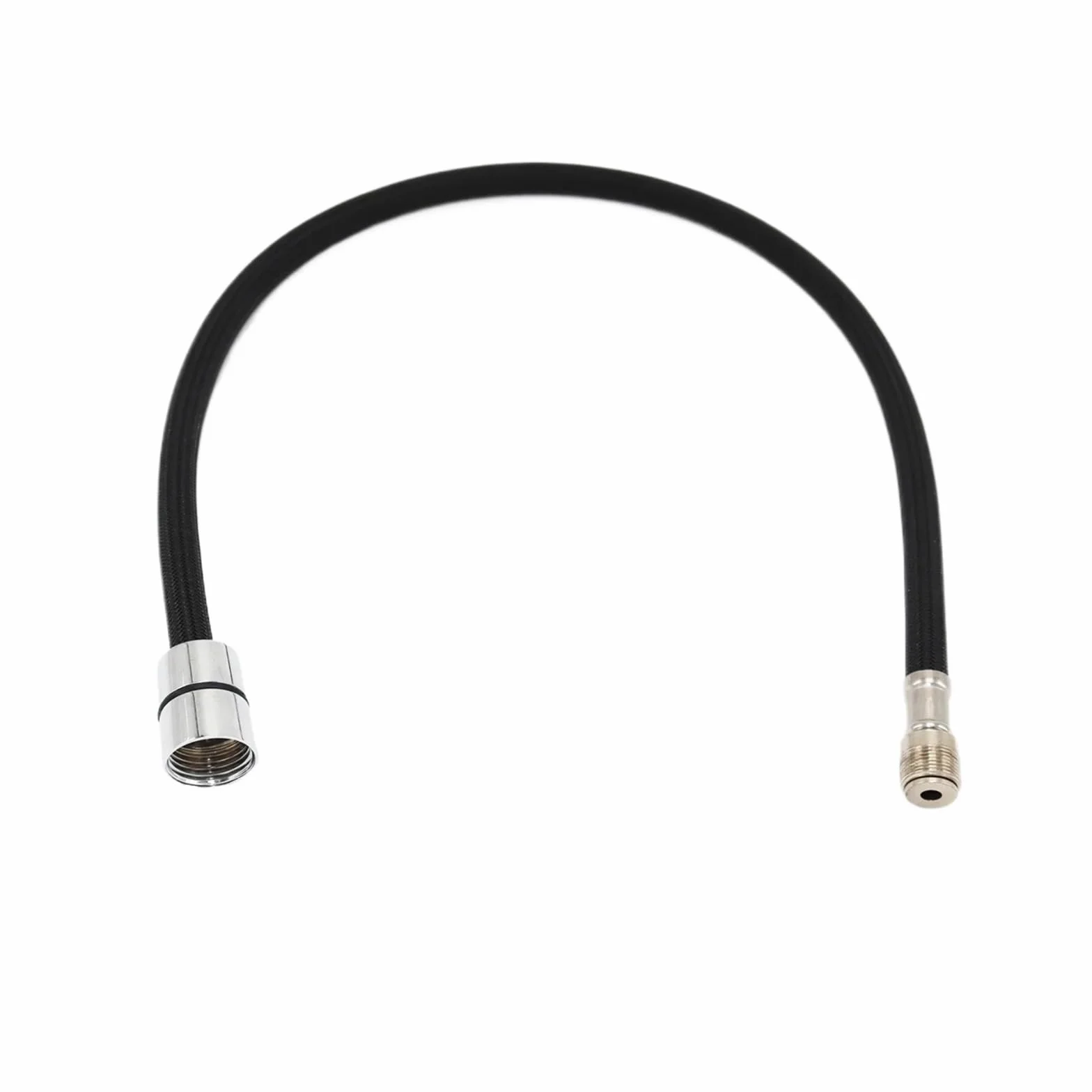 Nylonowy pleciony elastyczny wąż wodny 60 cm do wyciąganego kranu kuchennego F1/2 M15 * 1 trwała spinningowa rurka czarno-szara akcesoria hydrauliczne