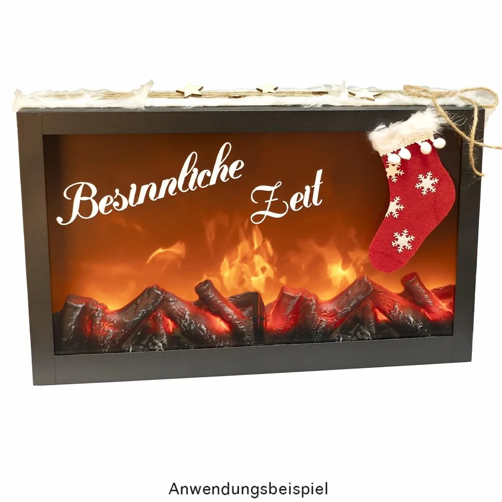 Kominek LED, dekoracyjny ogień elektryczny, bez ogrzewania, realistyczny efekt ognia / płomienia, 41 x 10 x 25 cm, z funkcją timera (6 godzin włączony, 18 godzin wyłączony)