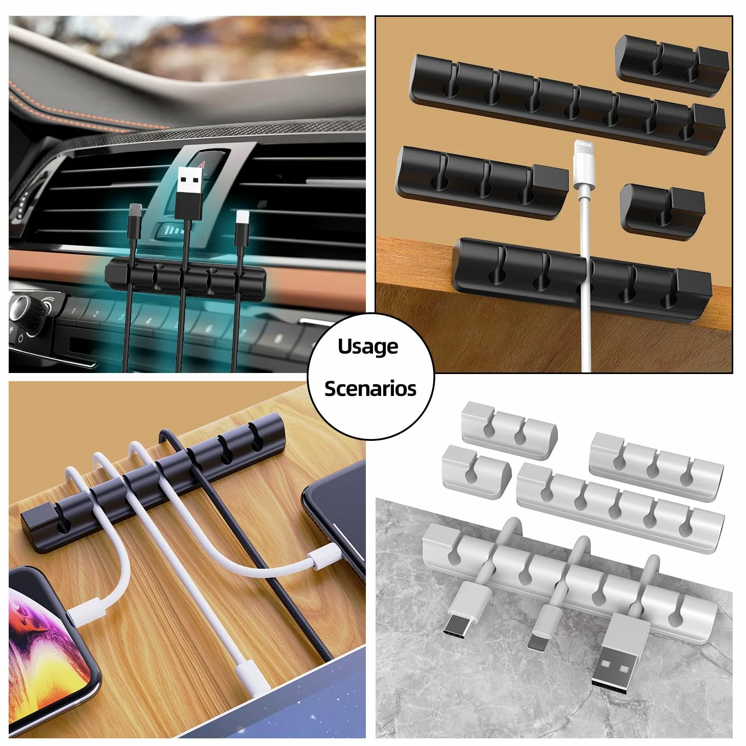 11 szt. organizer na kabel do zarządzania kablami, magnetyczne klipsy do kabli, samoprzylepny uchwyt na drut, pod biurkiem, na stolik nocny, biurko, USB, ścianę, samochód, biuro, miejsce pracy
