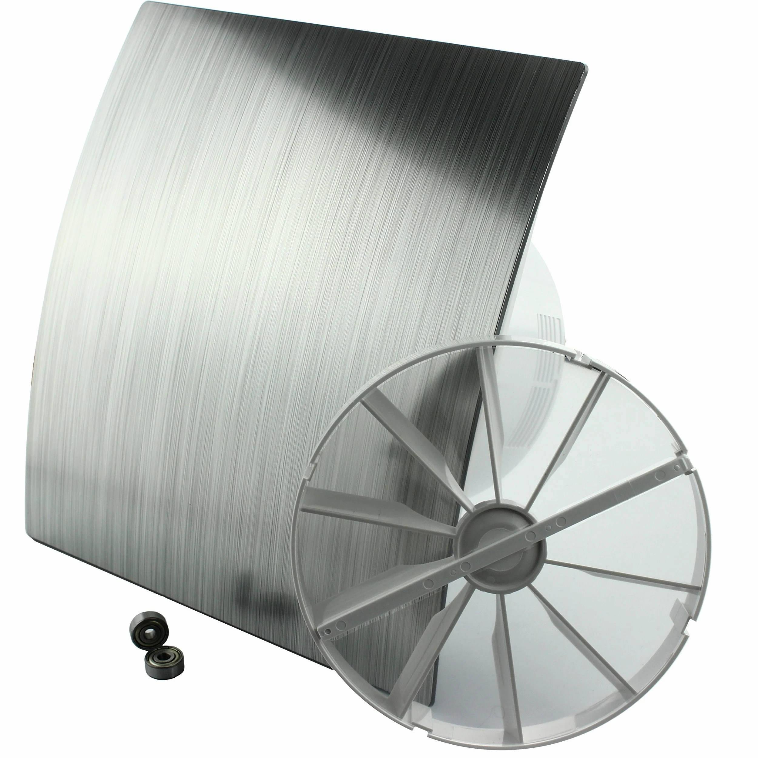 MKK - 18152-002 - DUO Design wentylator łazienkowy naścienny turbo klapa zwrotna łożysko kulkowe sterowane prędkością obrotową Ø 100 mm srebrny szczotkowany