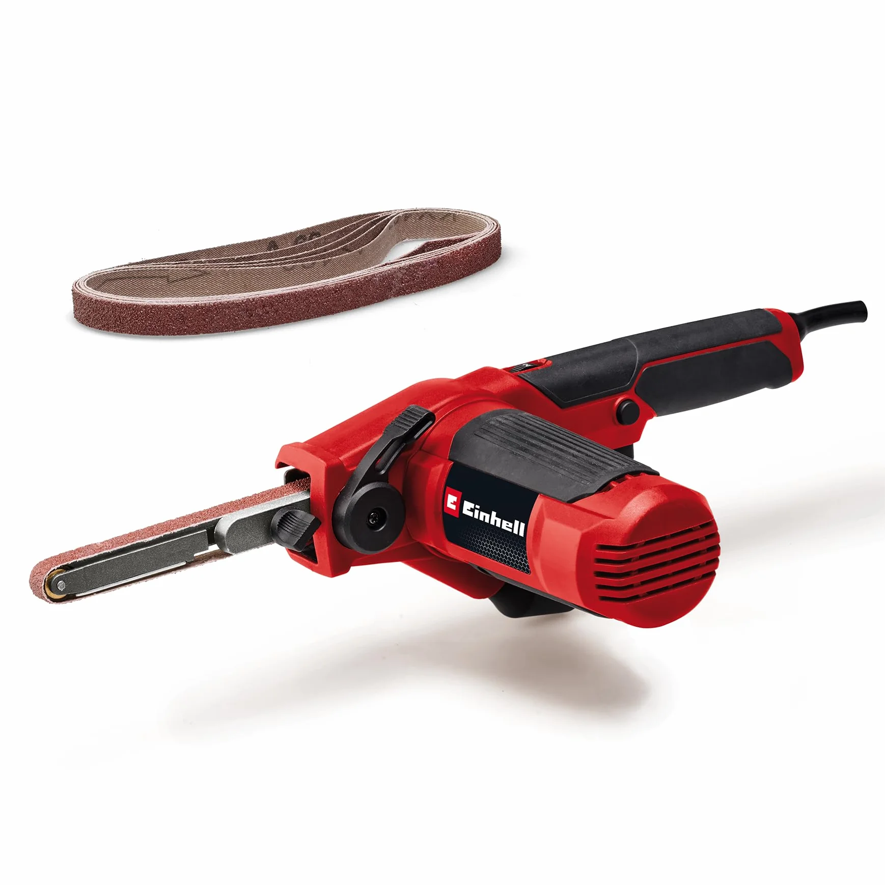 Einhell Pilnik taśmowy TC-BF 500 E (500 W, prędkość do 1700 m/min, blokada ciągła, zintegrowane odsysanie kurzu, elektronika obrotowa, w zestawie 6 taśm szlifierskich)