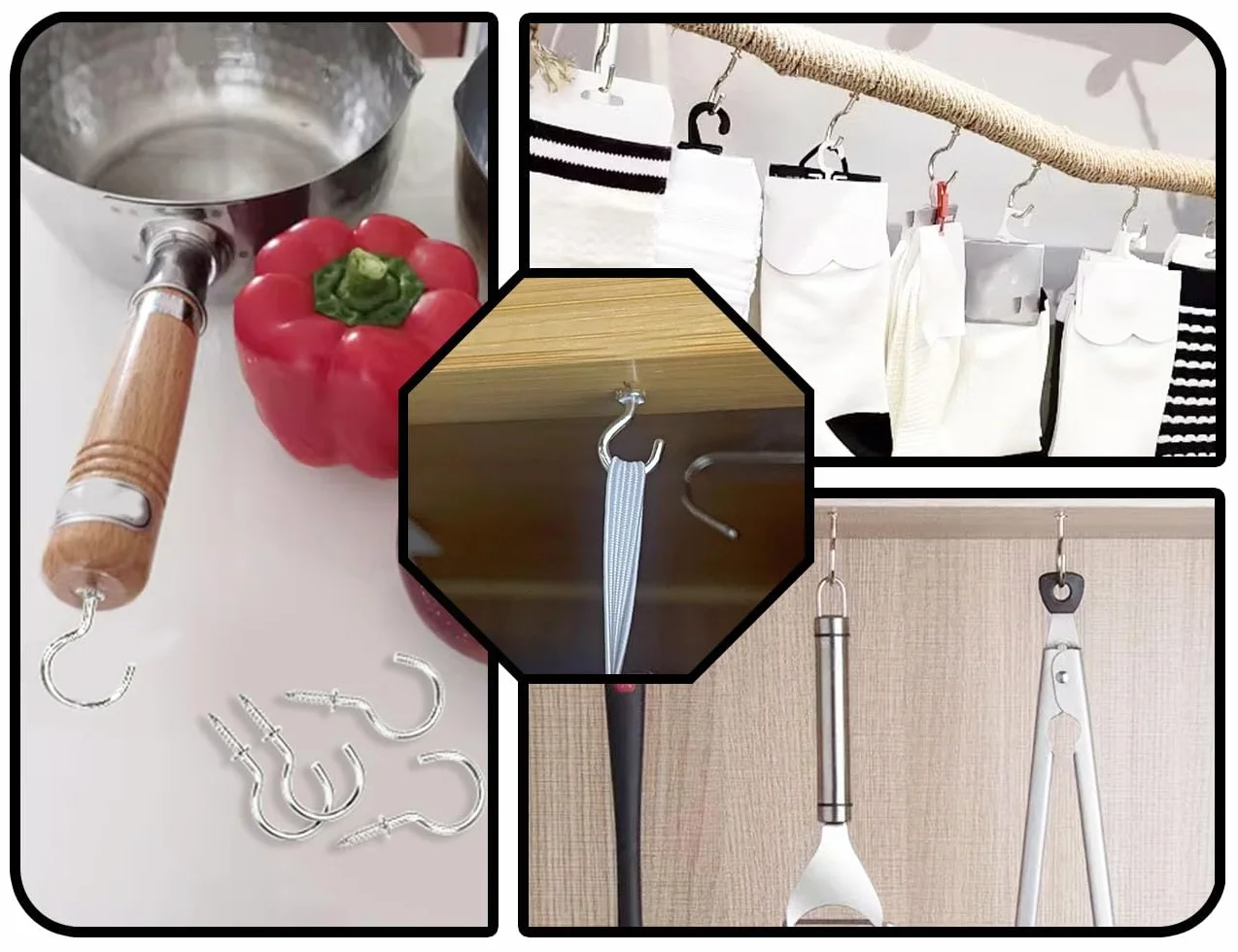 100 sztuk haków śrubowych, 1/2 cala, z gwintem, małe haczyki na śrubę oczkową, mini haki sufitowe, metalowe haki z oczkami, uchwyt na haczyki, śruba hakowa, do biura i miejsca pracy (srebrne)