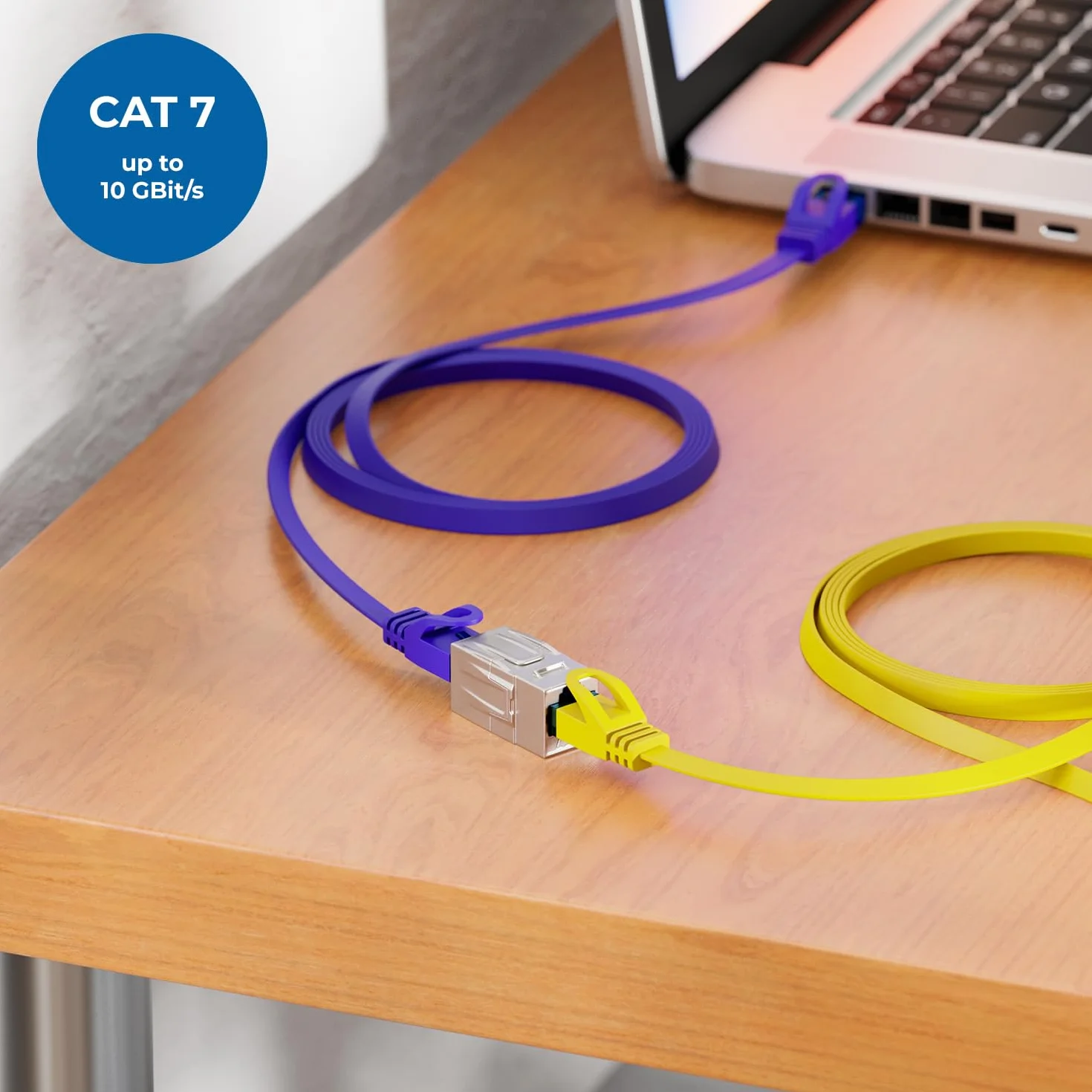 deleyCON 2 Szt. RJ45 Złącze CAT 7 Adapter Ethernet Metalowy 10Gbps 600MHz Srebrny