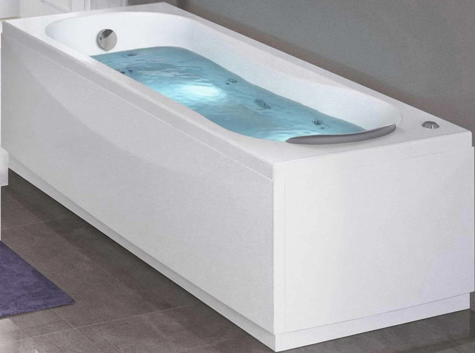 Wanna Hydromasażu Prostokątny Novellini Calypso Eco 170x70xH55 cm 170 LT Kolumna 1 Panel Przedni 1 Boczne Odwracalne Whirlpool Rama Wzmocniona Akryl Biały Polerowany
