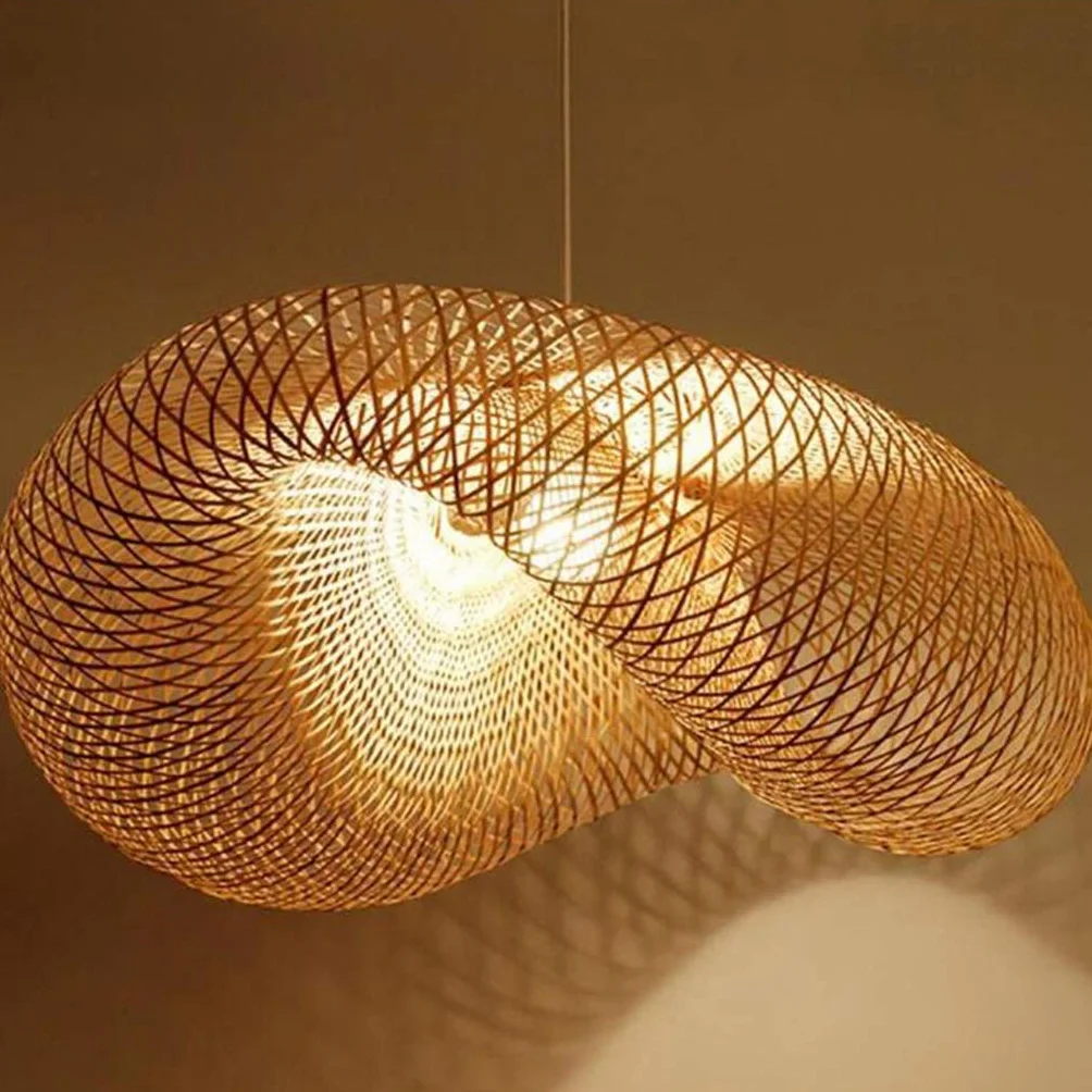Vintage bambusowy rattanowy ręcznie robiony żyrandol, 80 cm, brązowy, salon, 50 x 25 cm, 60 x 38 cm, 80 x 55 cm, 100 x 55 cm
