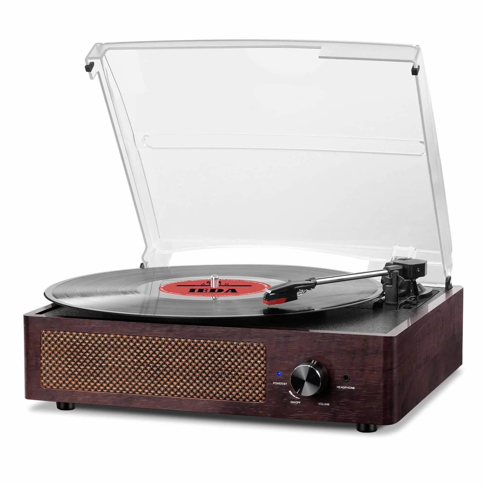 Przenośny gramofon Bluetooth Trzy Prędkość (33 1/3, 45 I 78 RP), Vintage Winyl Gramofon z wbudowanymi głośnikami Stereo, obsługuje wyjście RCA/gniazdo słuchawkowe Brązowy