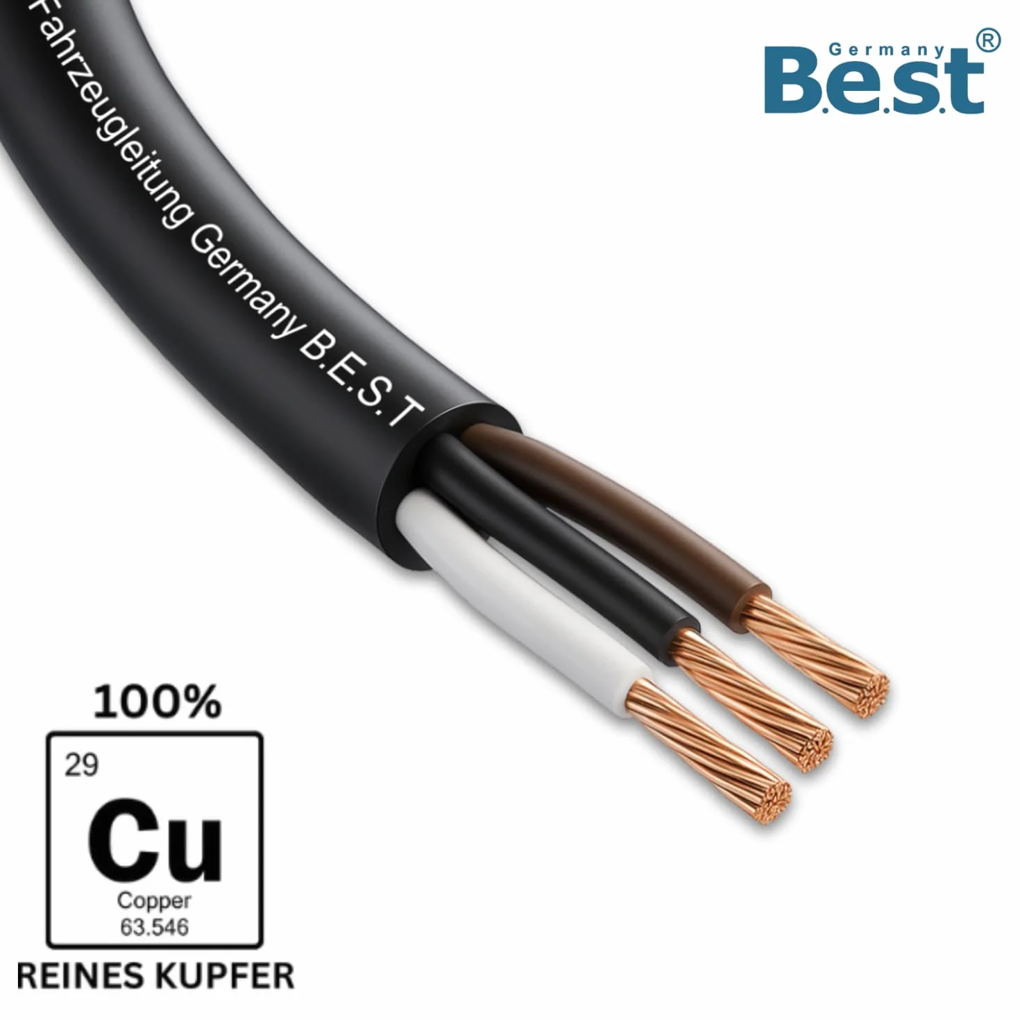 Kabel samochodowy 3 x 0,75 mm² 5 m okrągły I okrągły kabel do pojazdu, wszechstronne zastosowanie, 3-biegunowy