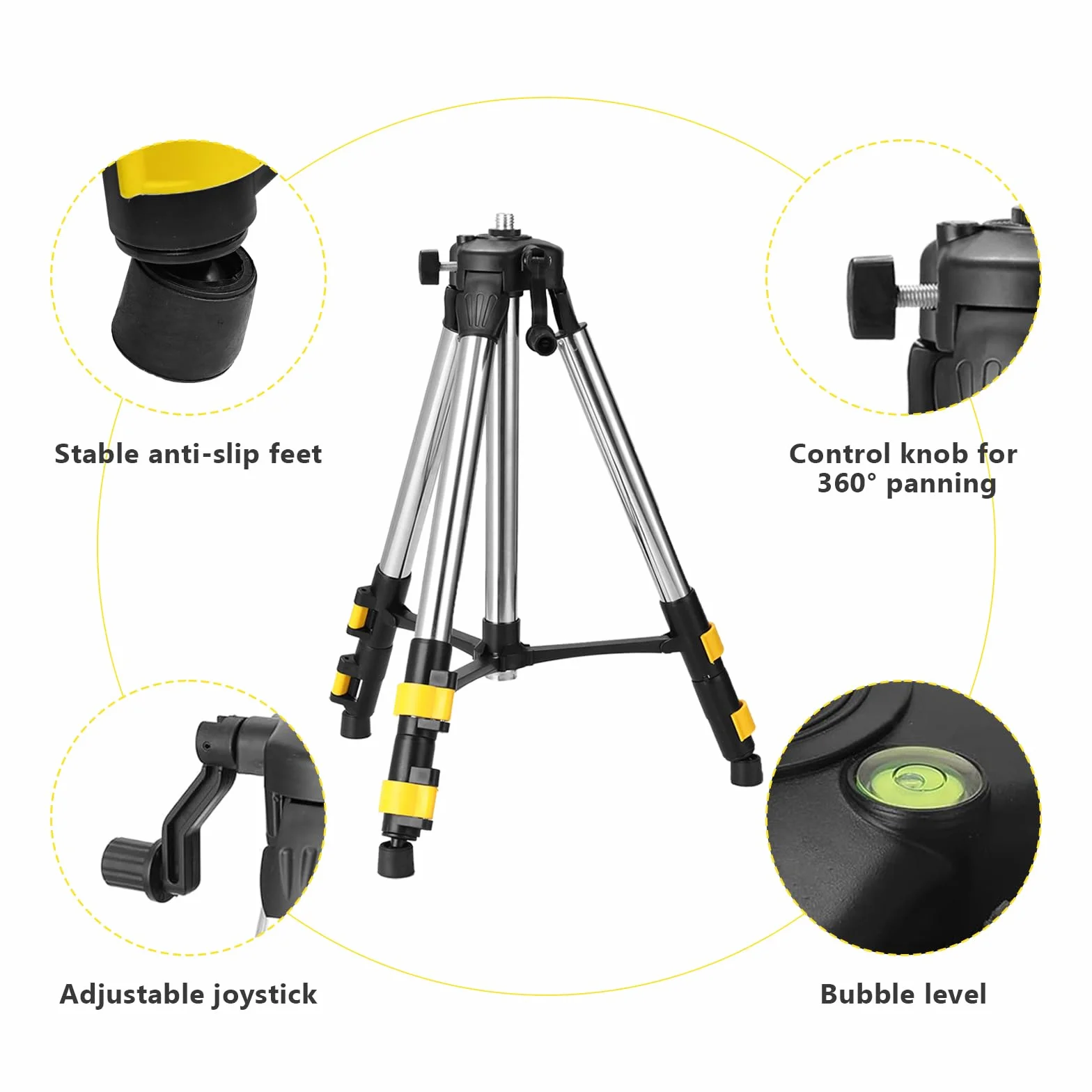 Profesjonalny statyw laserowy, 50-120 cm, regulowana wysokość, gwint zewnętrzny 5/8"-11 i adapter gwintowany 1/4"-20, z etui na statyw laserowy