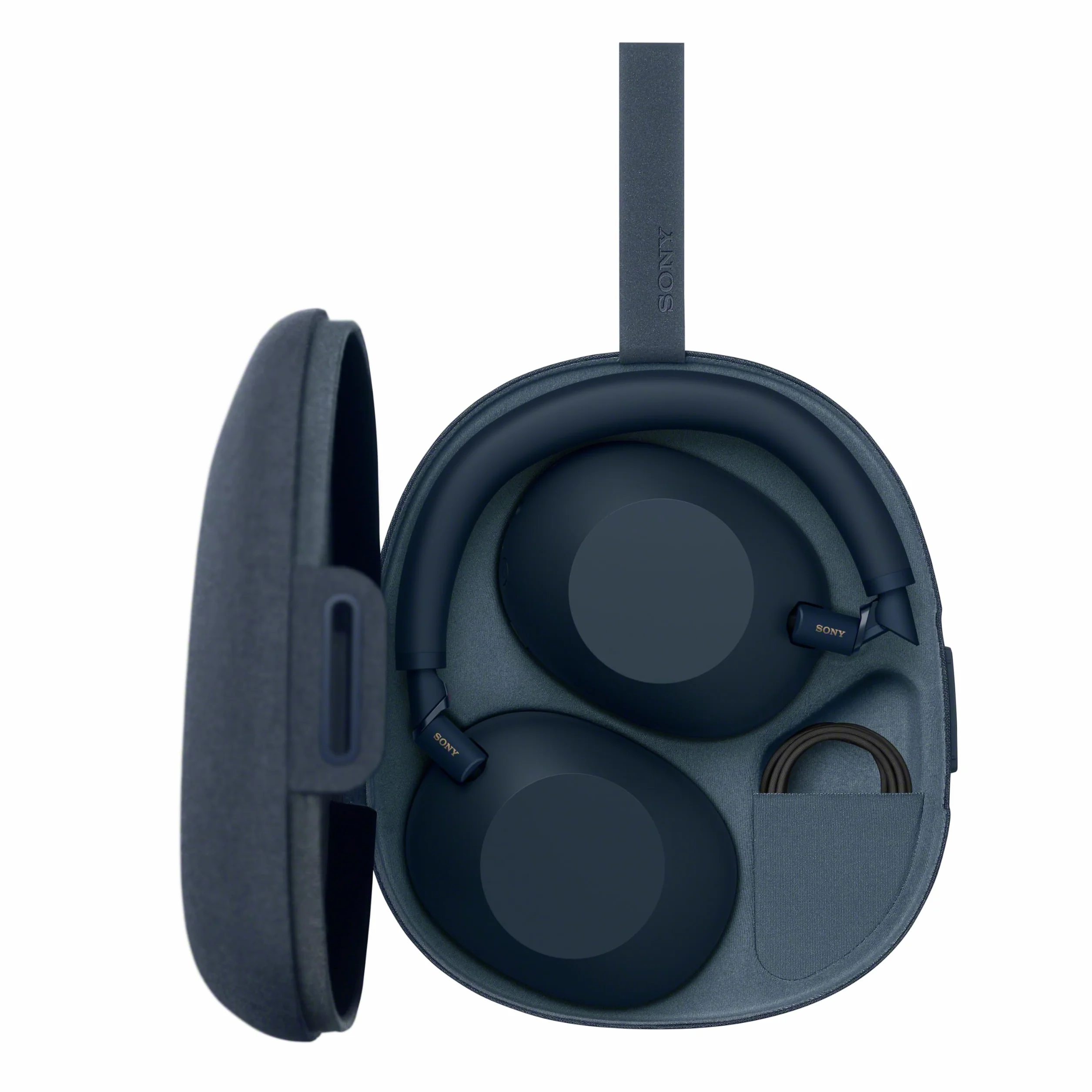SONY WH-1000XM6 Flagowe bezprzewodowe słuchawki nauszne z redukcją szumów, wyjątkowy dźwięk Hi-Res, najwyższy komfort, składana konstrukcja, wytrzymałe etui, akumulator 30 HR, iOS i Android -granatowe