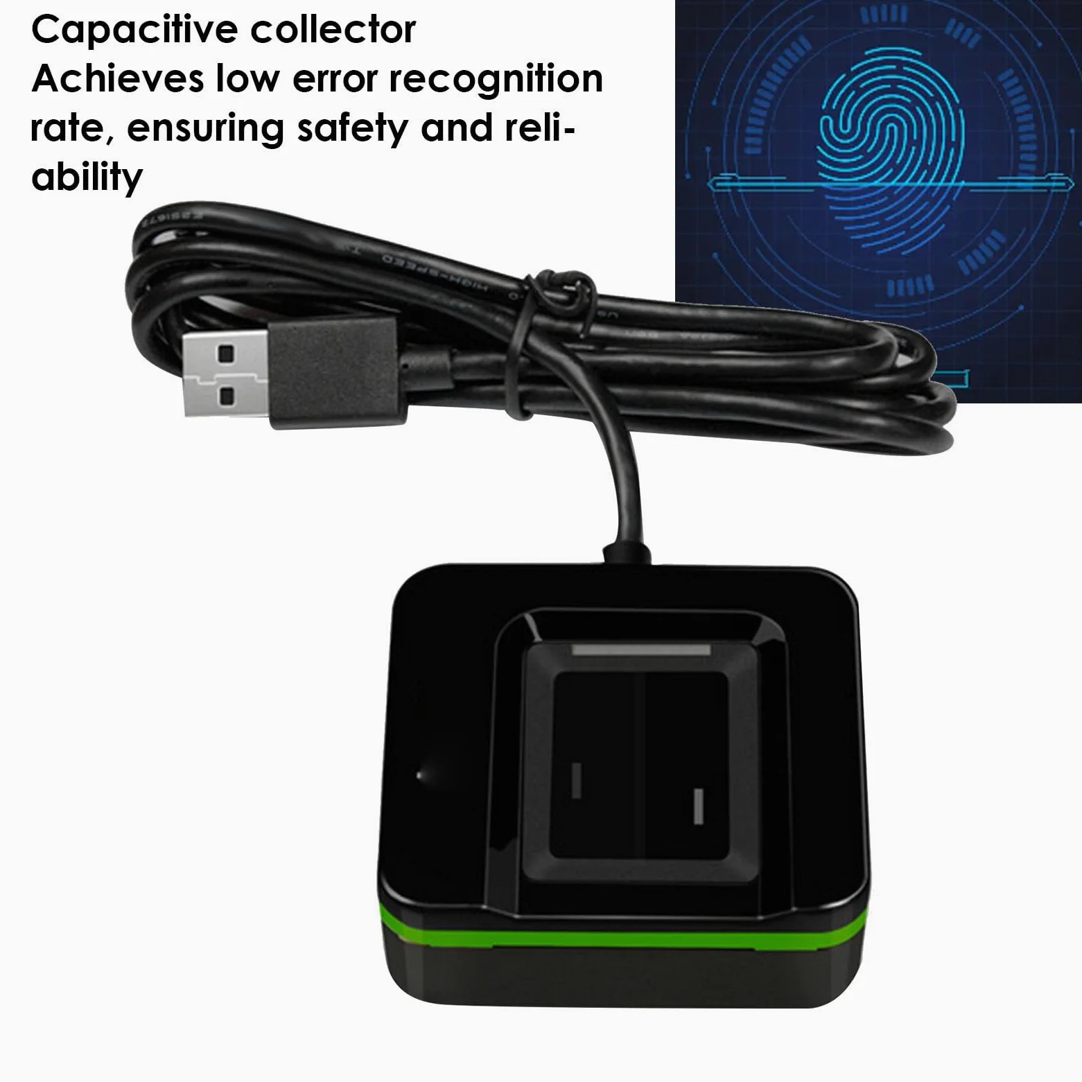 Tnfeeon Czytnik Linii Papilarnych USB, Biometryczny Skaner Linii Papilarnych z Kablem o Długości 5,9 Stopy do Komputera PC, moduł Zbierający USB Typu Plug and Play (ZKLIVE20R)