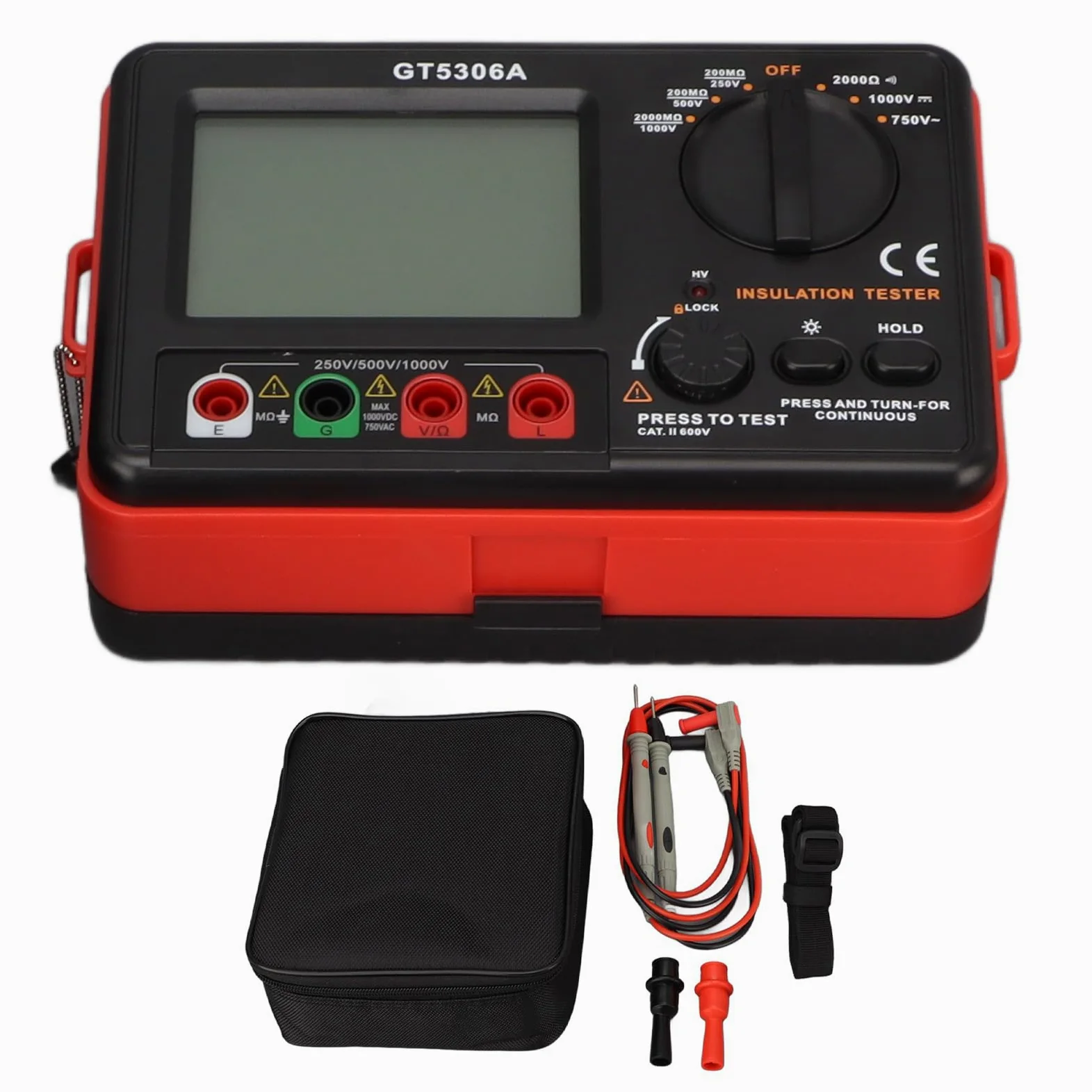 Tester rezystancji izolacji z wyświetlaczem LCD HD, cyfrowy tester rezystancji izolacji do konserwacji elektrycznej