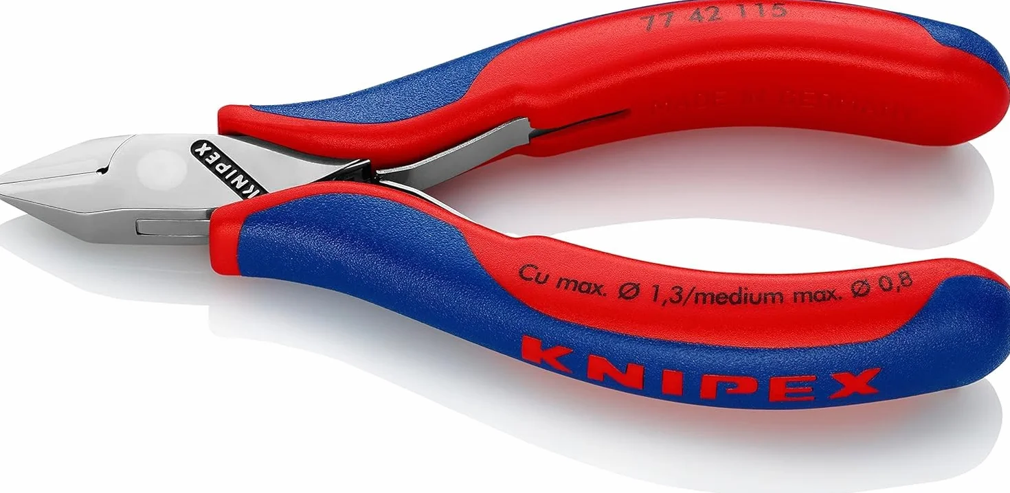 KNIPEX Szczypce tnące boczne dla elektroników ze złączem wsuwkowym z osłonkami wielokomponentowymi 115 mm, 77 42 115