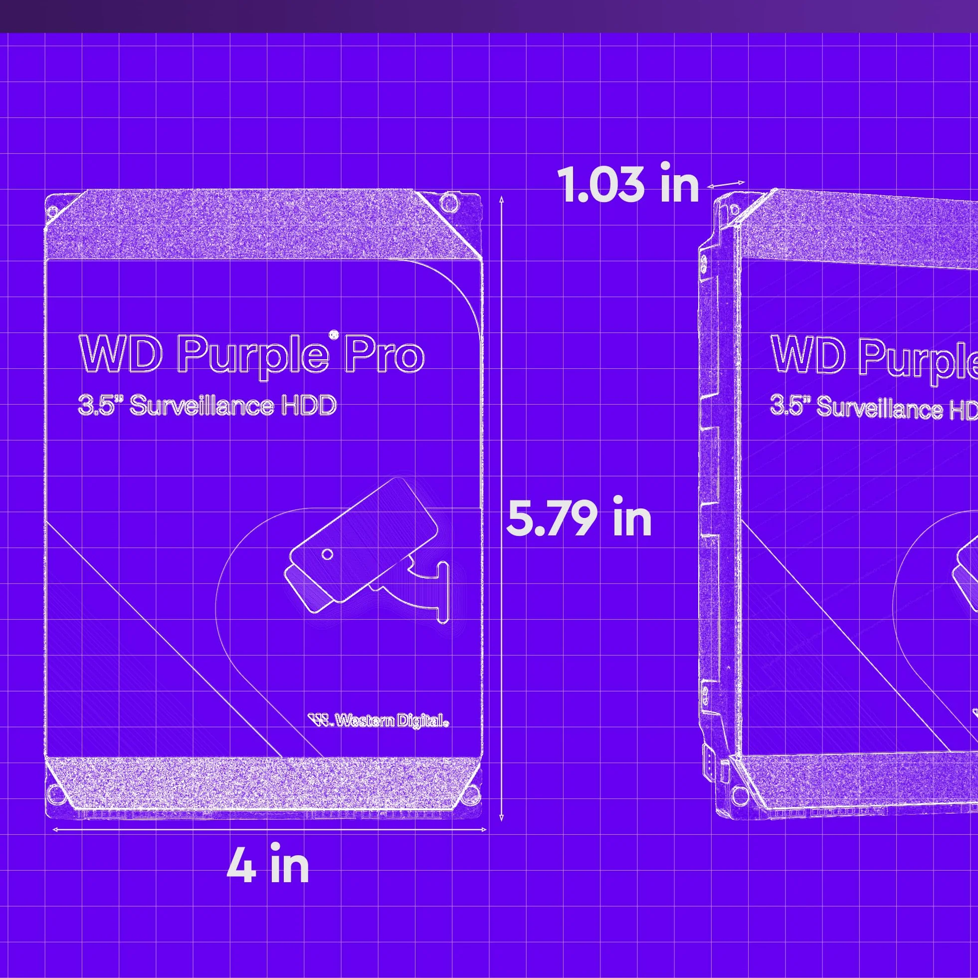 WD Purple Pro 10TB Smart Video 3.5", wewnętrzny dysk twardy, technologia AllFrame AI, 7200 obr./min, SATA 6 GB/s, 550 TB/rok, 256 MB pamięci podręcznej