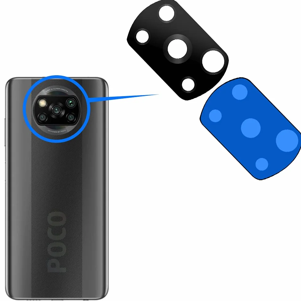 MMOBIEL BEAL Camera Glass Lens Replacement for Xiaomi Poco X3 6.67" Back Rear Camera Panel with Adhesive, Tweezers & Cloth