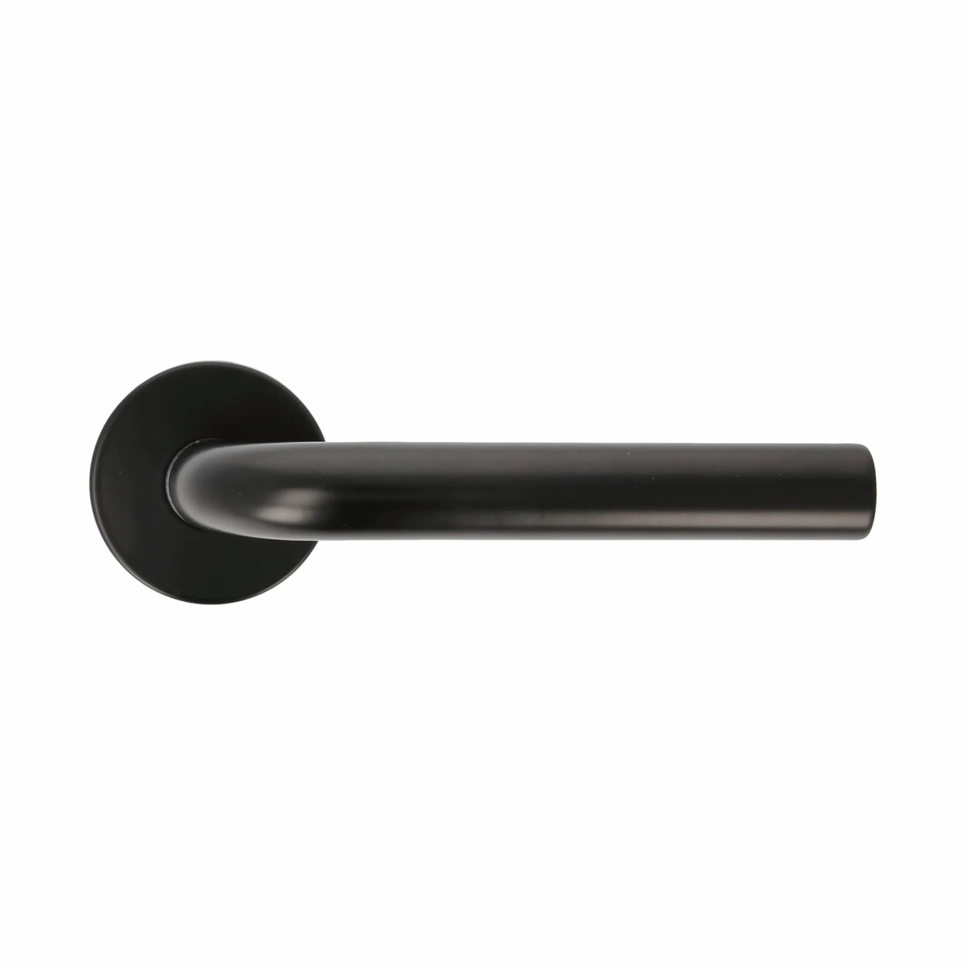 Amig - Zestaw klamek do drzwi z rozetą wewnętrzną | Mod. 4RX | 135 x Ø19 mm | 8 mm kwadrat | elegancki i prosty design | czarna stal nierdzewna