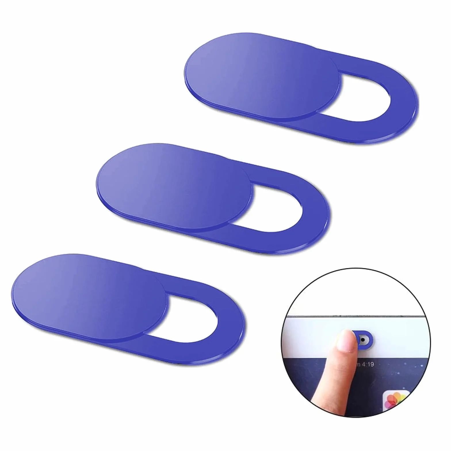 RETOO Osłona kamery internetowej z ultracienką kamerą Slider 0,6mm, 3 sztuki, do ochrony prywatności kamery internetowej, komputera tabletu i smartfona, niebieska, 18,5 x 9 x 3mm