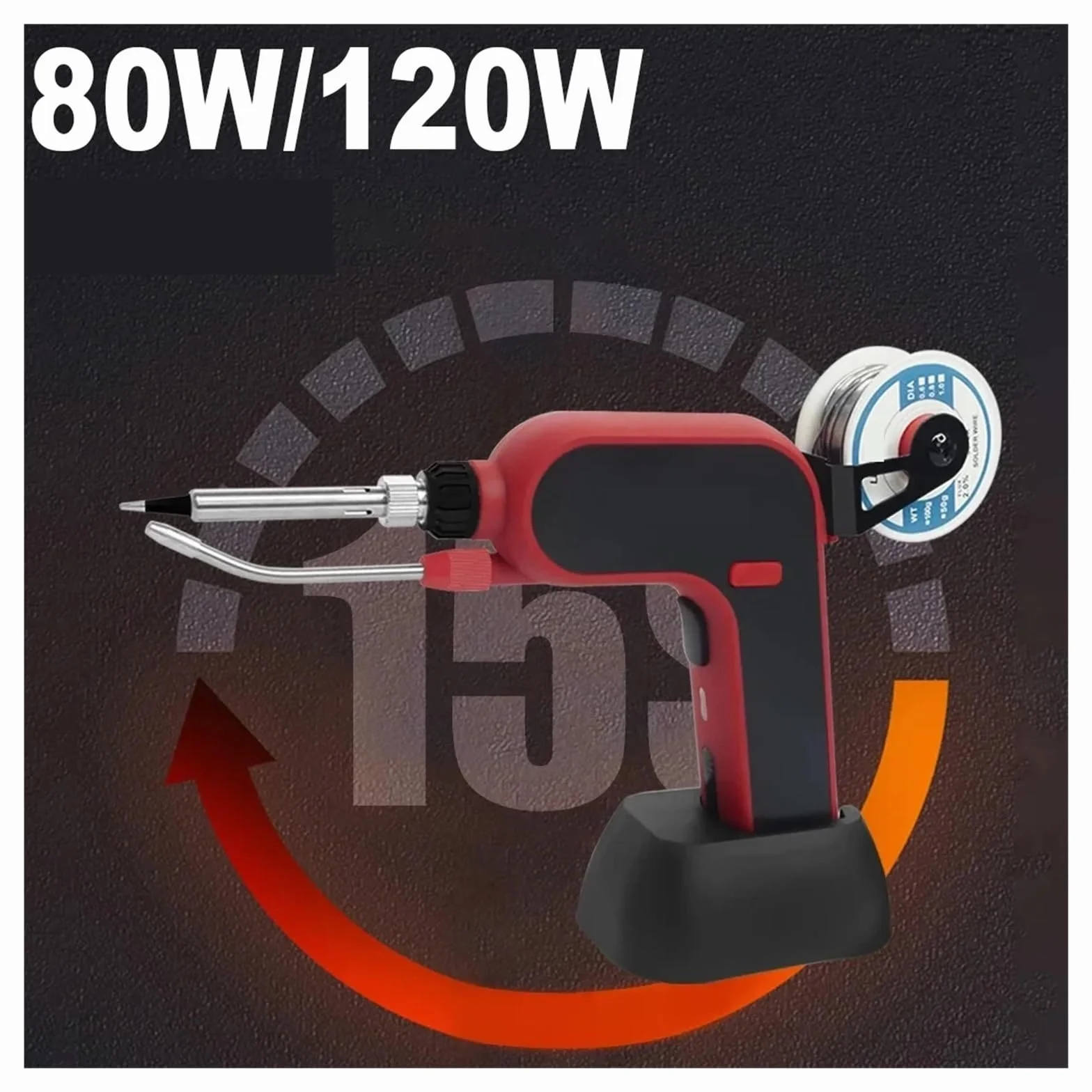 80W/120W Elektryczna Lutownica Pistolet Ręczny Wewnętrzny Ogrzewanie Lutownica Automatycznie Wysyłaj Cynę Pistolet Lutowanie Spawanie Narzędzie Szerokie Zastosowanie(120W,SET 2)