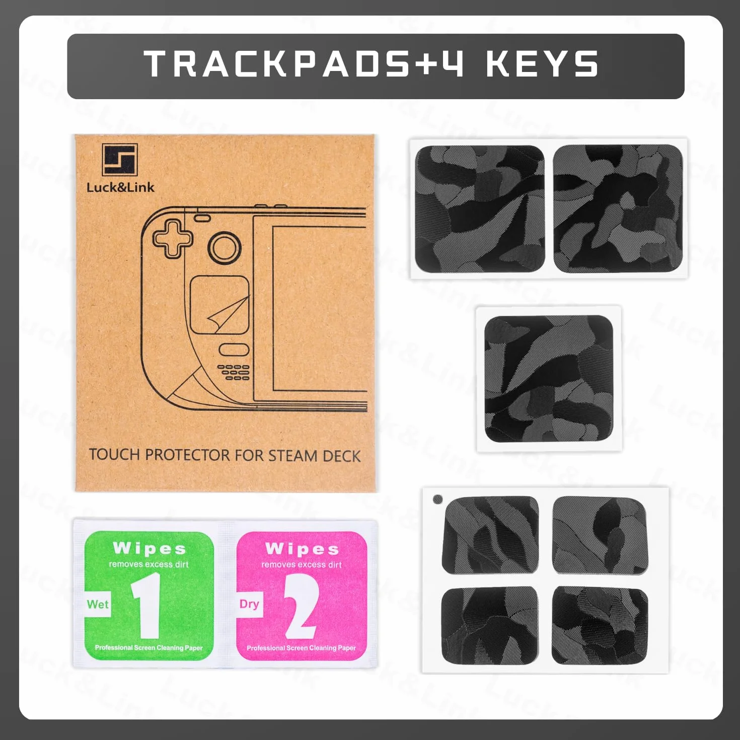 Touchpad Protector Steam Deck, Touch Pads i tylne przyciski Ochronna naklejka tekstury skóry dla Steam Deck Touch Trackpads, wysokiej klasy teksturowany uchwyt Skin Luck&Link
