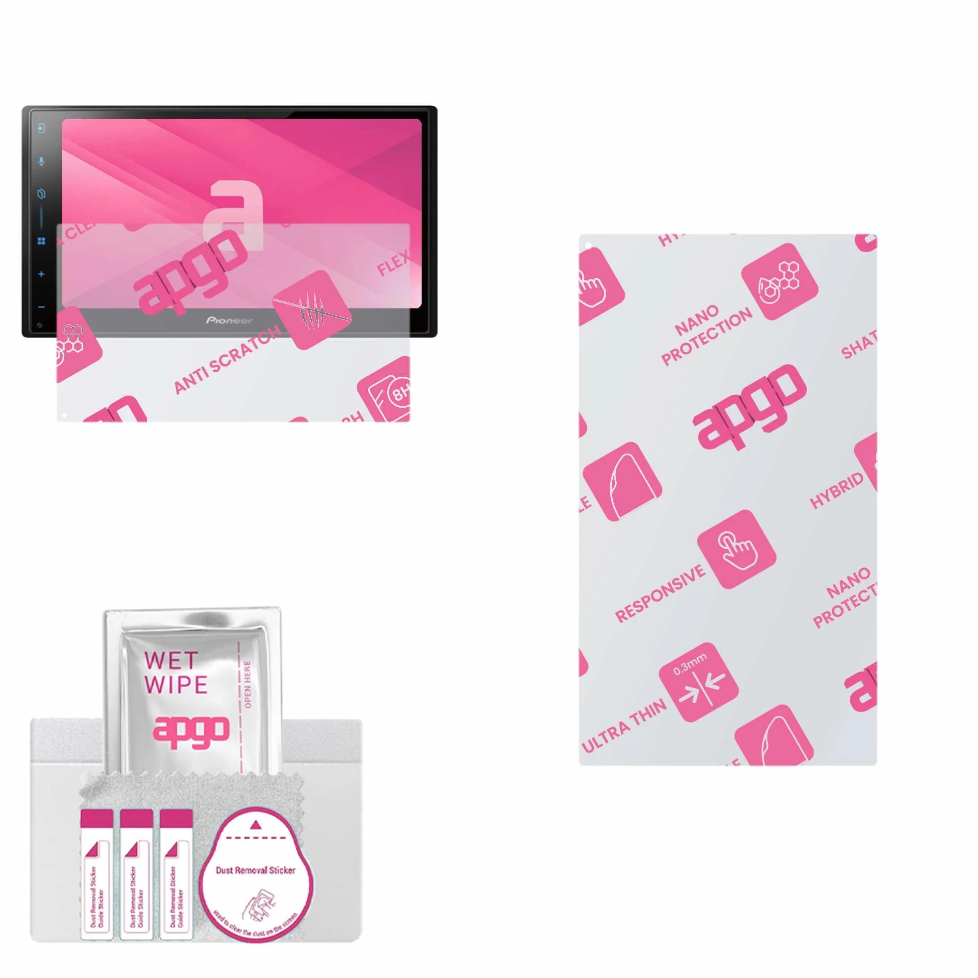 apgo Hybrid Glass Screen Protector do Pioneer SPH-DA77DAB, szkło hybrydowe, zamiennik hartowanego