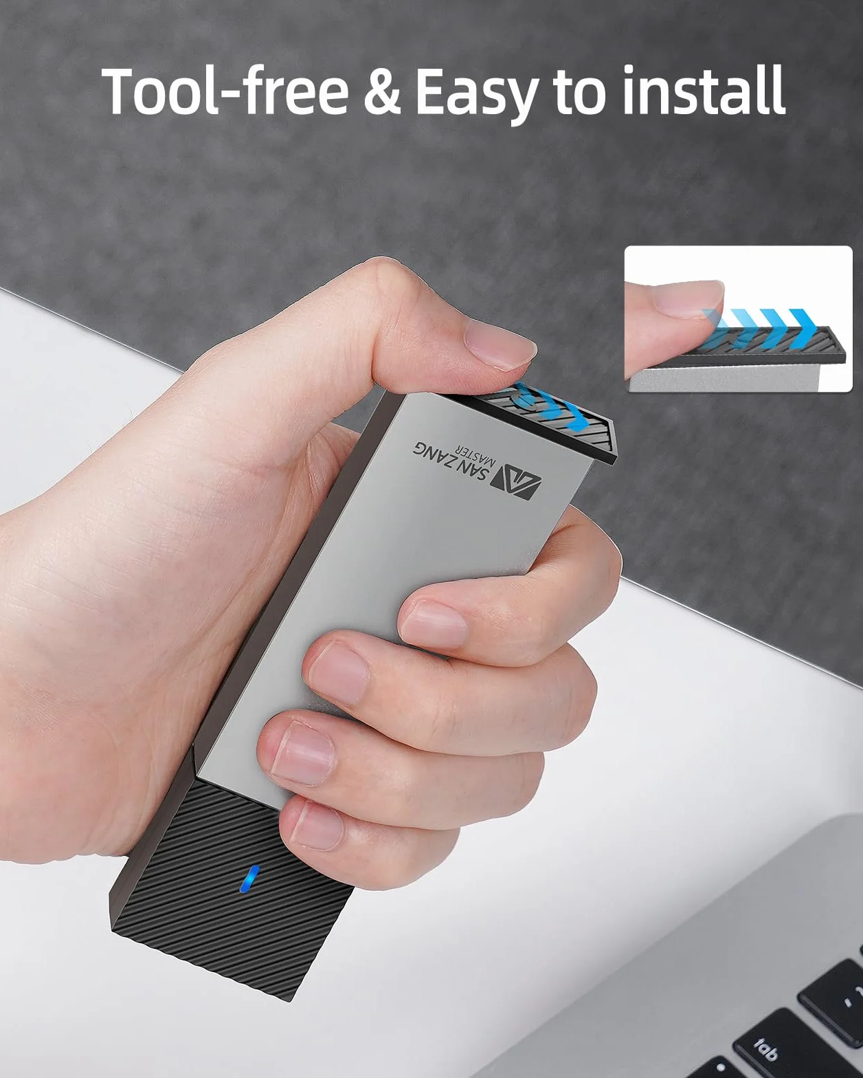 SANZANG M.2 NVMe obudowa SSD z transmisją 10 Gbit/s, USB 3.2 NVME SSD adapter do obudowy 2230 2242 2260 2280 M.2 PCIe NVMe M-Key & M+B Key SSD (bez użycia narzędzi, typ C na A)