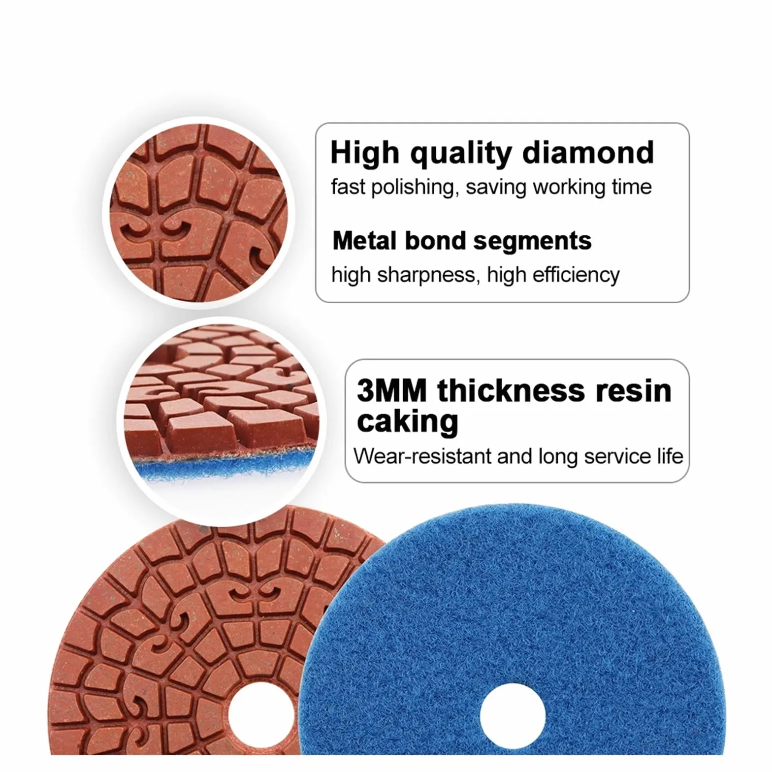 Diamentowa podkładka polerska, Pack of 6 Grit 50 4 inch Auspicious Cloud Metal Wet Diamond Polishing Pad for Stone