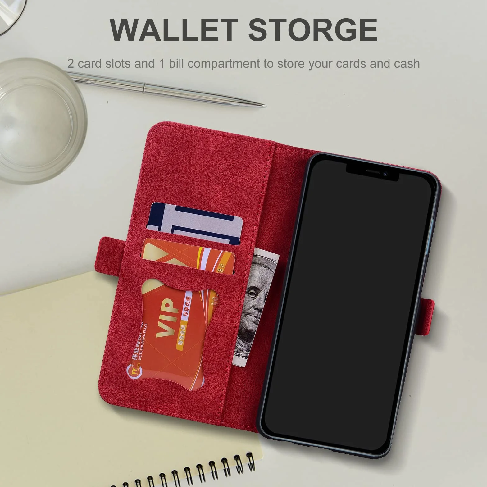 Etui Sony Xperia 1 V 6,5" Skóra PU Klapka Czerwone