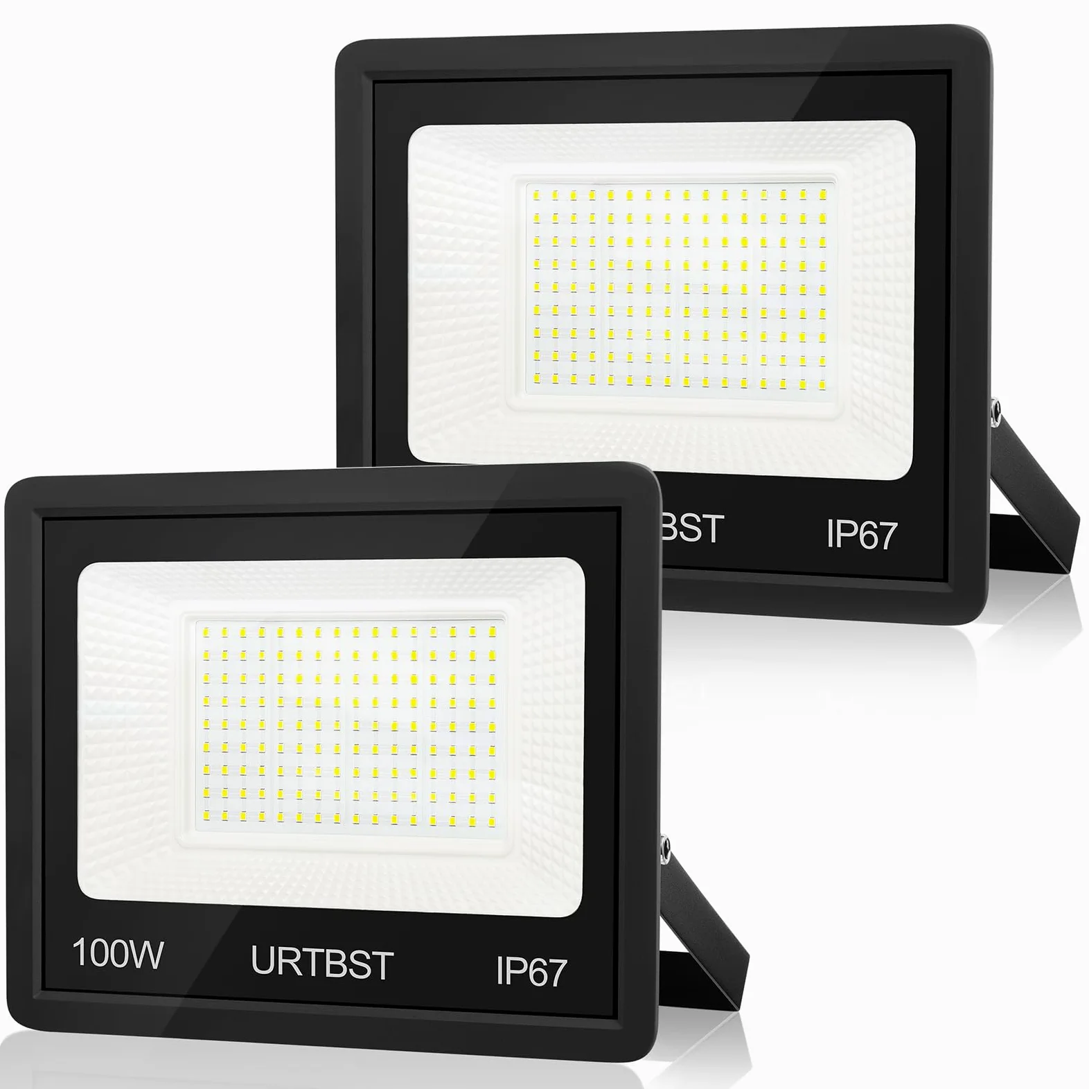 Zewnętrzny reflektor LED 100 W, wodoodporny IP67, 7000 K, zimna biel do ogrodu, garażu, tarasu (2 sztuki)