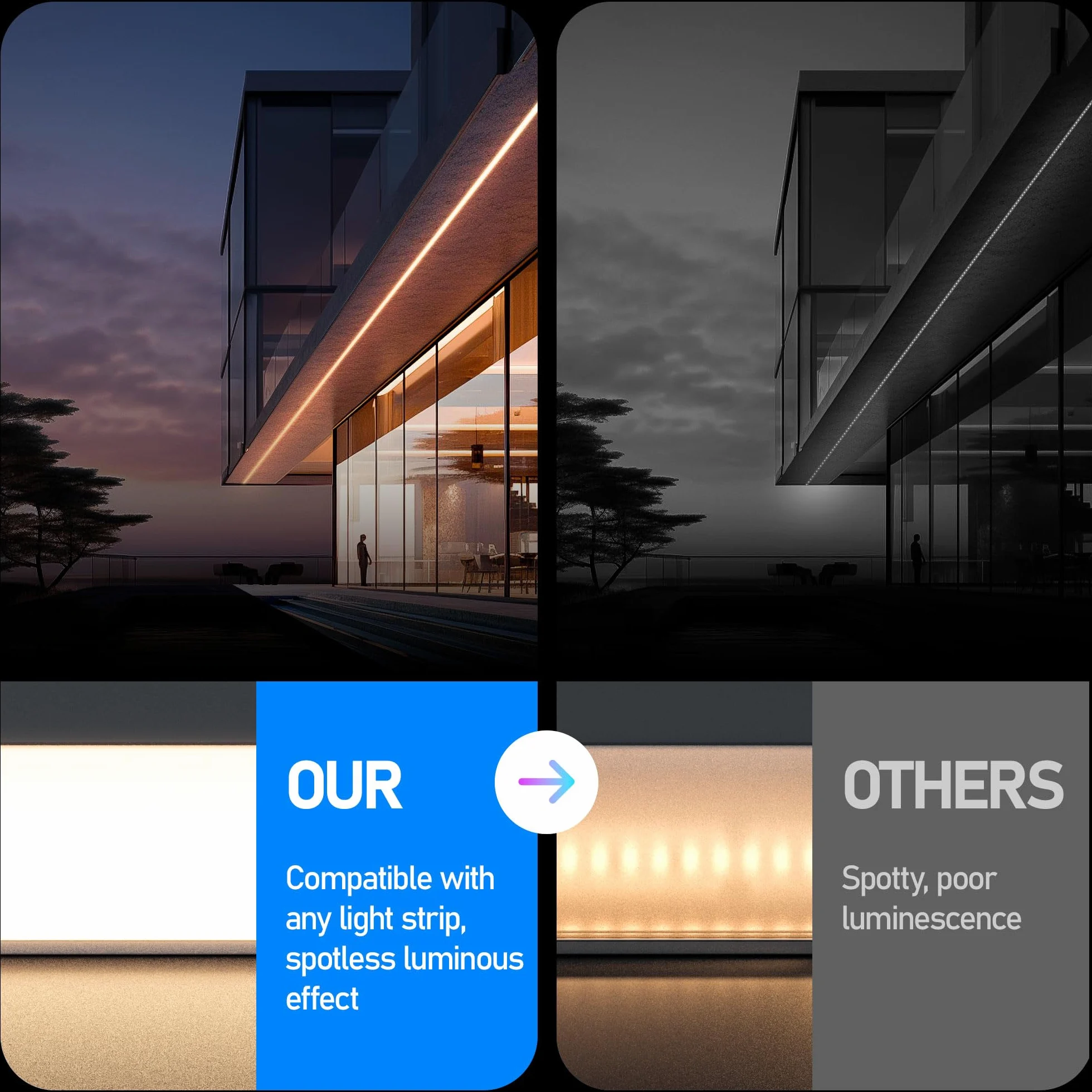 Shine Plus 10 sztuk x 1 m kątowa aluminiowa dioda LED (łącznie 10 metrów), z matową osłoną, wymiary całkowite 15,8 mm x 15,8 mm, odpowiednie do taśm LED o maksymalnej szerokości 10 mm