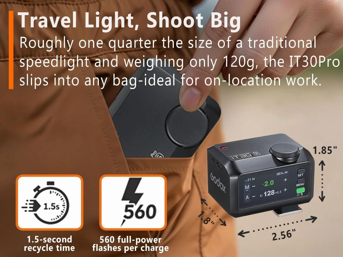 Godox iT30 Pro F TTL Mini lampa błyskowa 2.4G HSS 1/8000 s USB-C dla Fujifilm