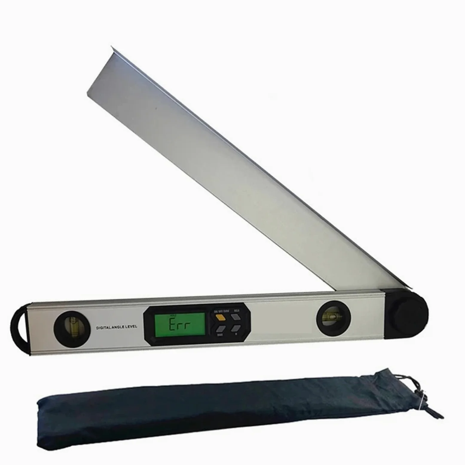 Kątomierz, 0~225° 400mm cyfrowy kątomierz poziomica celownik kątowy miernik cyfrowy celownik kątowy elektroniczny kątomierz 400mm(Silver)