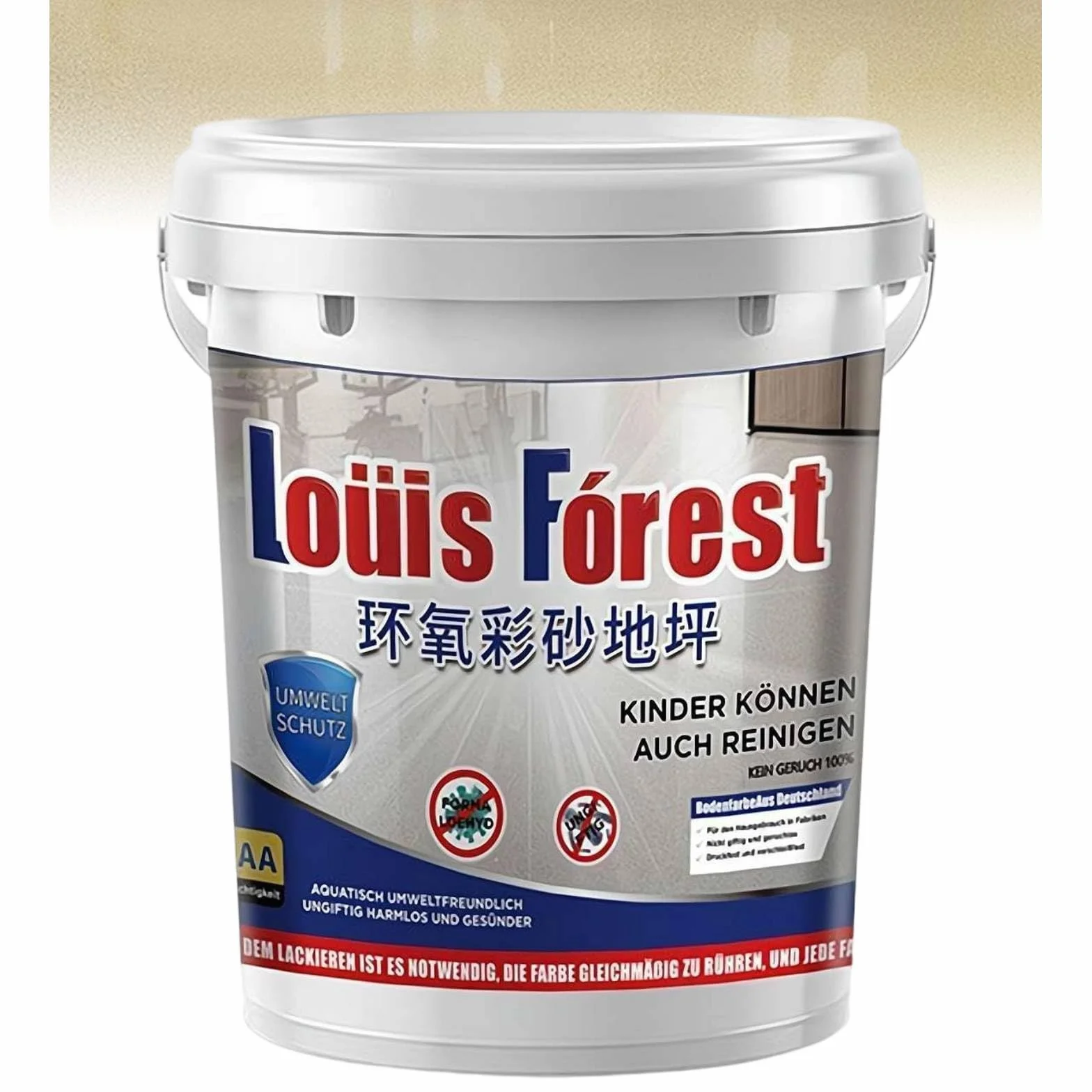 Louis Forest epoksydowa farba podłogowa, epoksydowa powłoka podłogowa o wysokim połysku z efektem marmuru, kolorowy piasek, podłogi samopoziomujące, malowanie garażowe, szybkoschnąca, odporna na