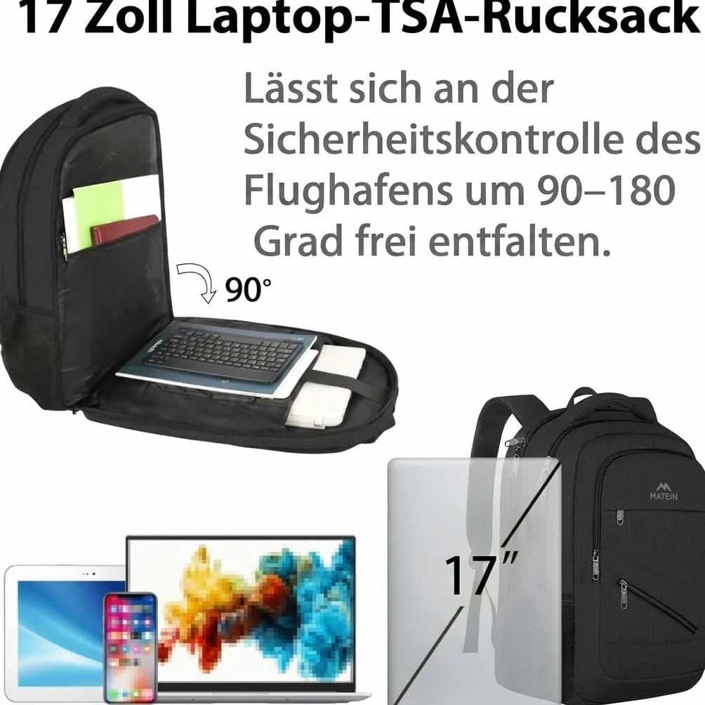 MATEIN Plecak na laptopa wodoszczelny z USB