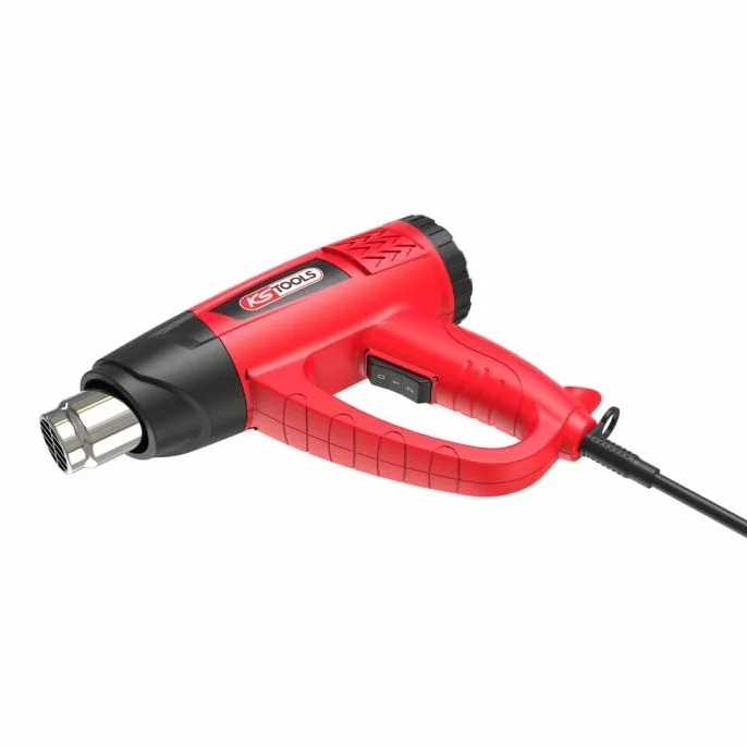 KS Tools - 960.1180F - opalarka - cyfrowy pistolet termiczny - pistolet na gorące powietrze 2000 W - myjka termiczna z 4 dyszami