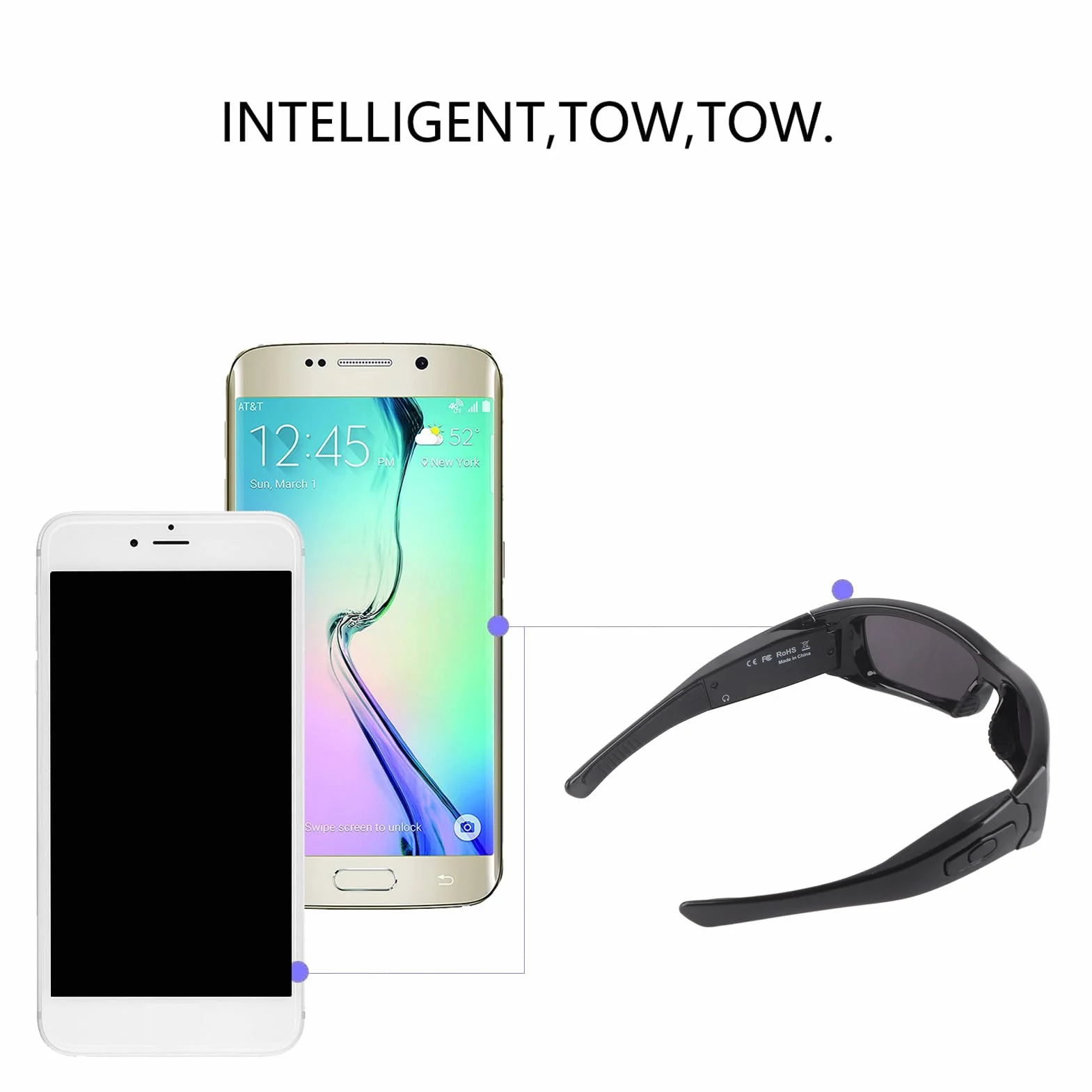 Tonysa Inteligentne okulary przeciwsłoneczne z aparatem 1080p soczewki polaryzacyjne zestaw głośnomówiący OTG
