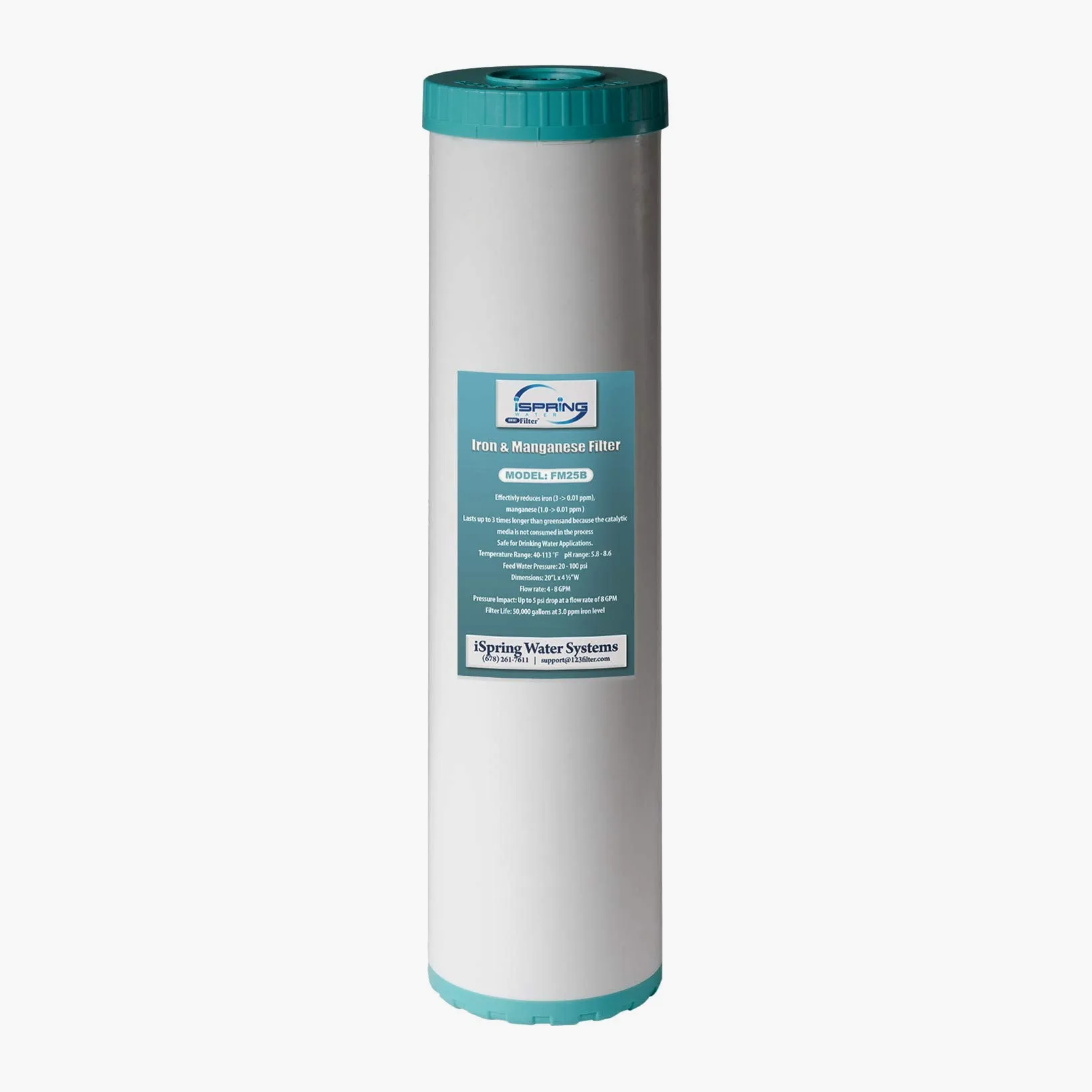 iSpring FM25B zelazny mangan zmniejszajacy duzy niebieski zamiennik filtra wody o duzej pojemnosci 10 cm x 50 cm