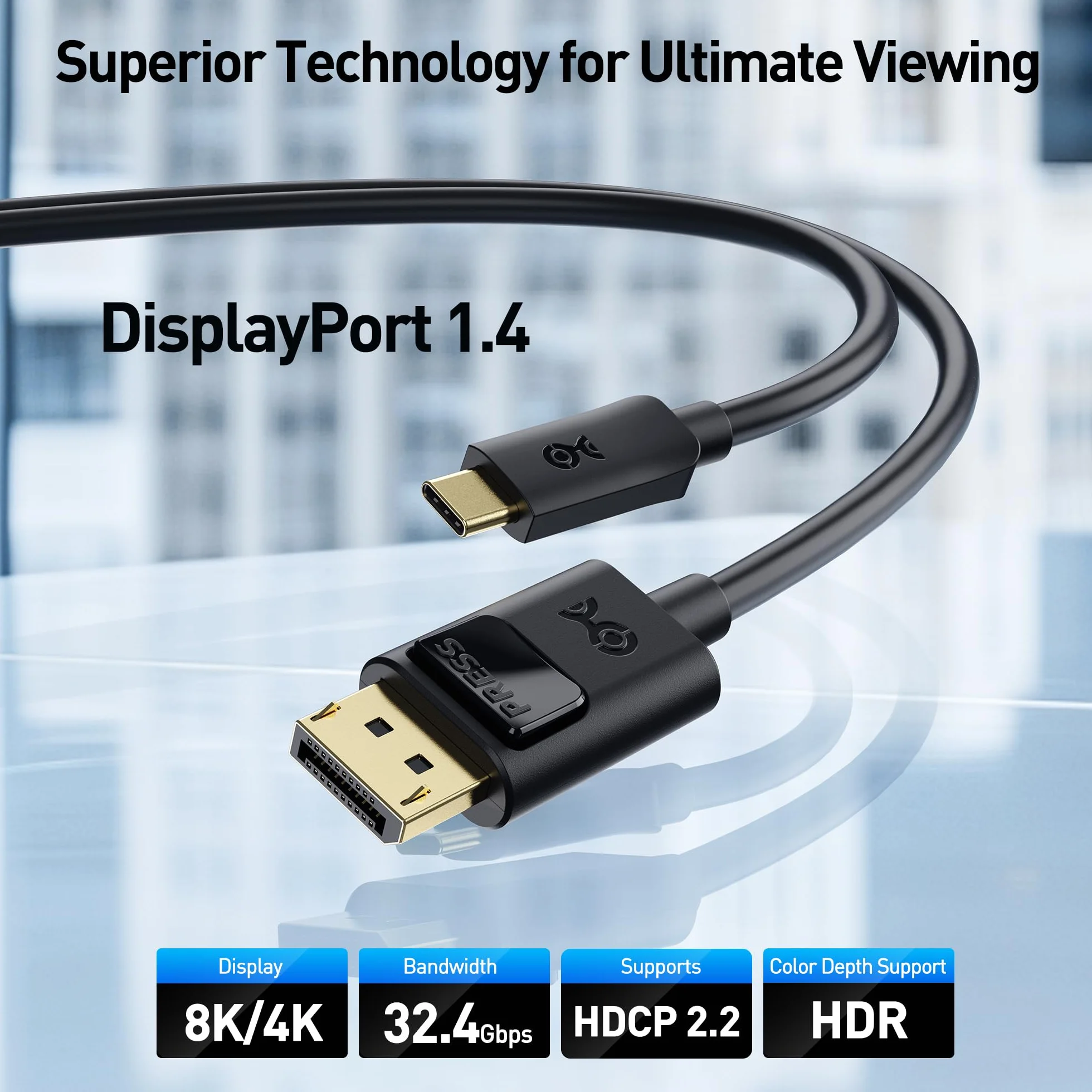 Cable Matters 2-pak, kabel USB-C na DisplayPort w kolorze czarnym - 1,8 m