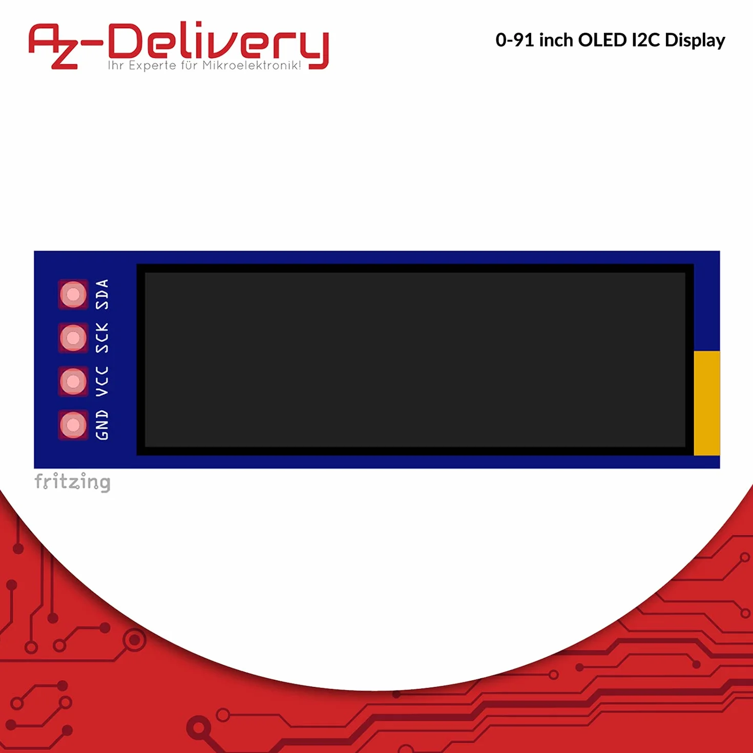 AZDelivery 0,91 cala OLED Display I2C 128 x 32 pikseli ssd1306 I2C moduł wyświetlacza ekranowego z białymi znakami kompatybilny z Arduino i Raspberry Pi w tym e-book!