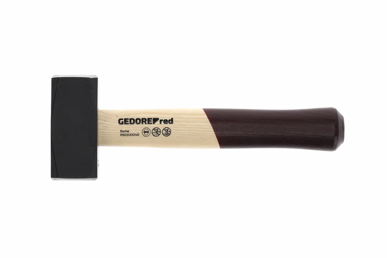 GEDORE Red Rękawiczki z drewnianym uchwytem, waga głowy 1000 g, młotek z trzonkiem jesionowym, narzędzie, kute, klin pierścieniowy, R92200040