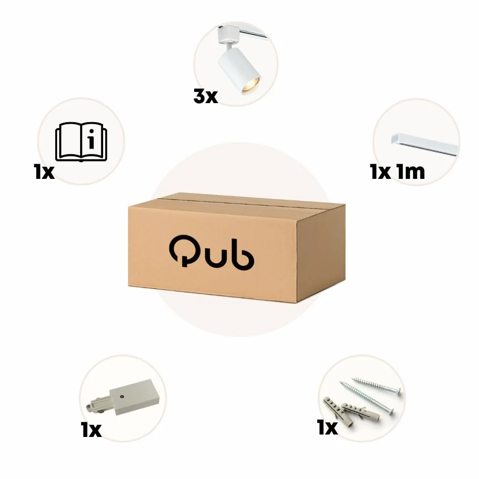 Focus III – 1-fazowe oświetlenie szyny GU10-100 cm, kształt litery I, z 3 punktami, system szyn w kolorze białym, łatwa instalacja, wydajne oświetlenie LED, nadaje się do czystego i atmosferycznego