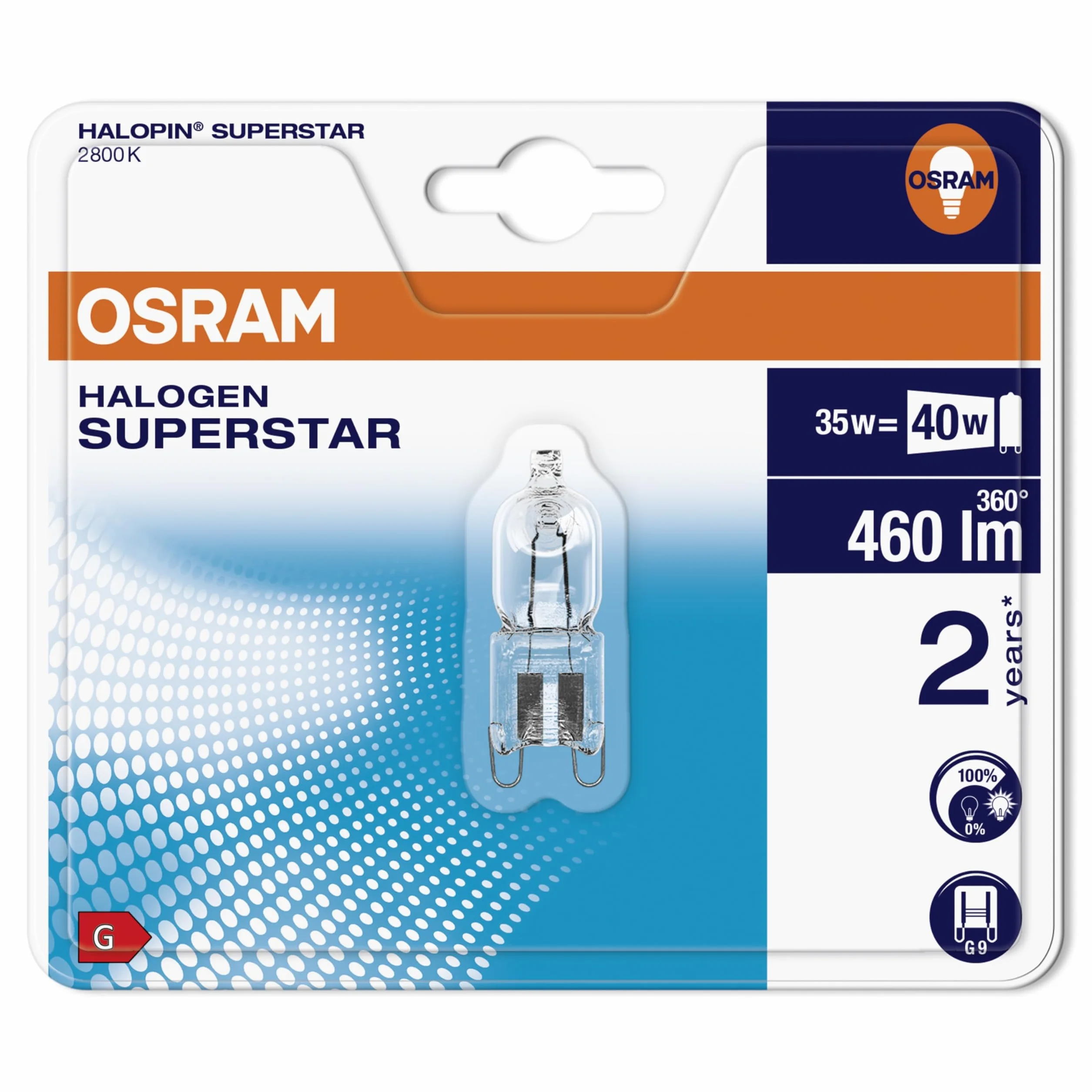 Osram Halopin Superstar – halogen BULBS (T13.3, G9, Clear, D, ciepła biel)