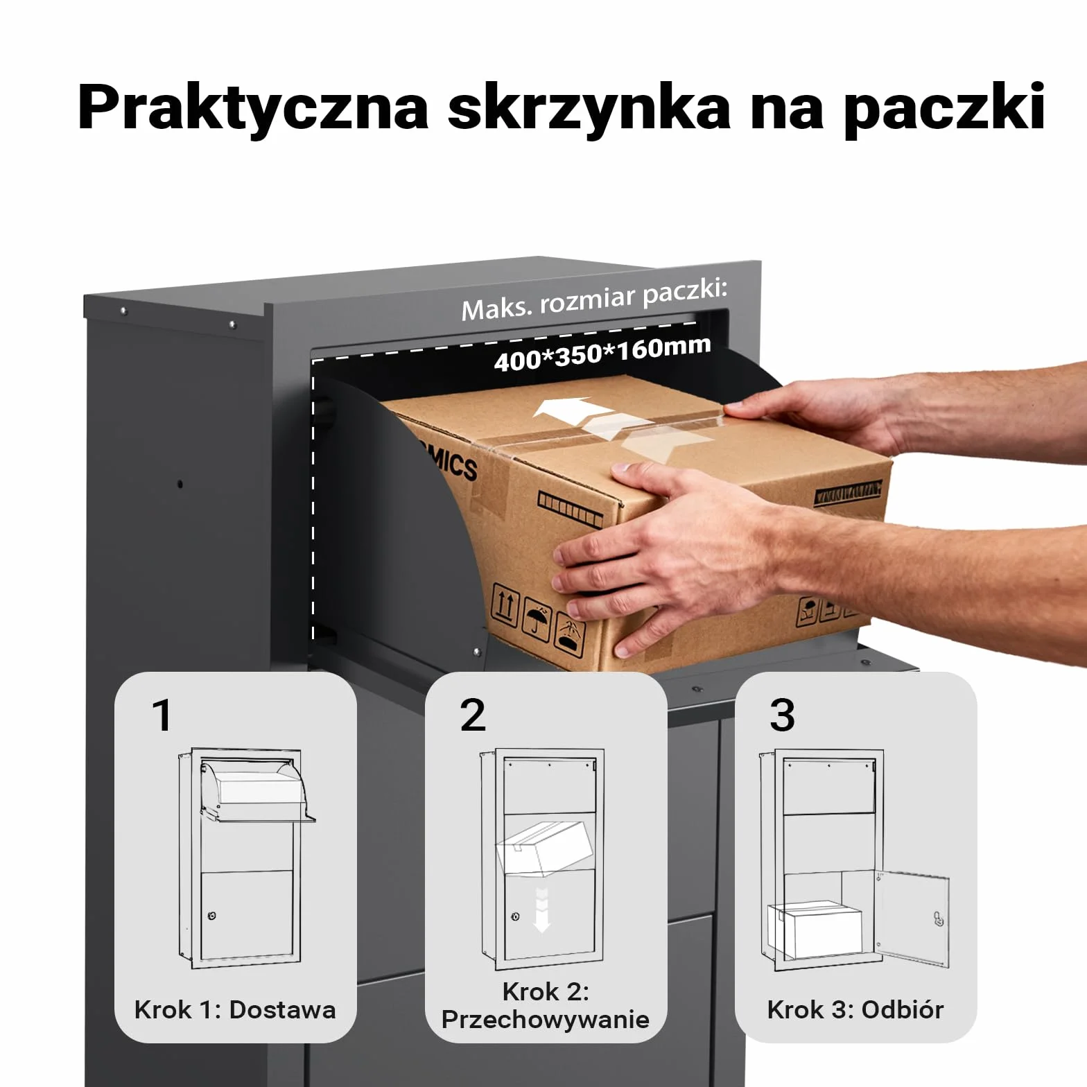 XPOtool Wolnostojąca skrzynka na listy i paczki antracytowa 47 x 22 x 87 cm, pojemnik na paczki z zabezpieczeniem korespondencji, skrzynka kurierska