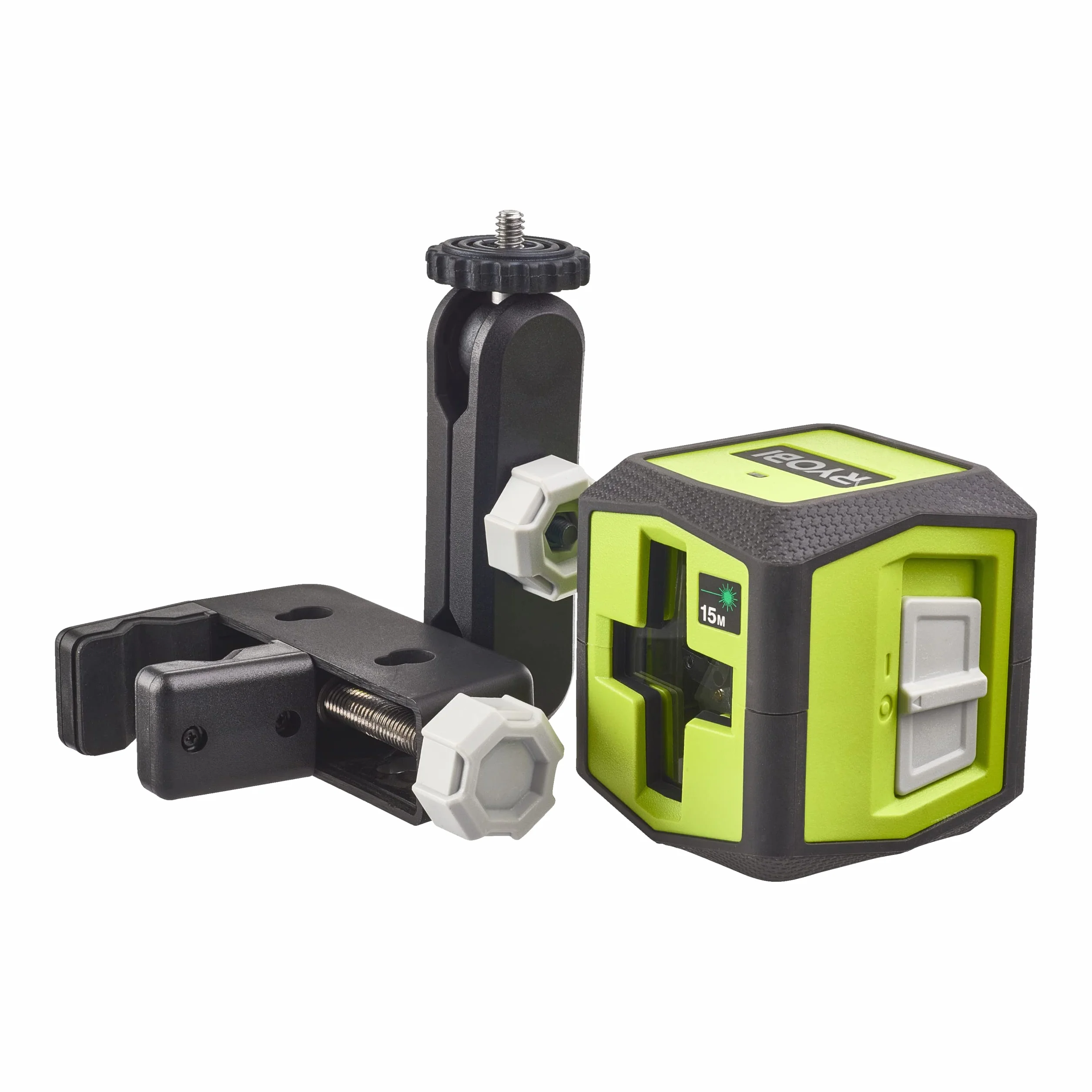 Ryobi Laser z Zieloną Wiązką RBCLLG1, Zakres Roboczy 15 m, Czas Pracy 6 Godzin, Laser Klasy II, Długość Fali 520Nm ± 10Nm, <1Mw, Dokładność do 0.5 mm/m