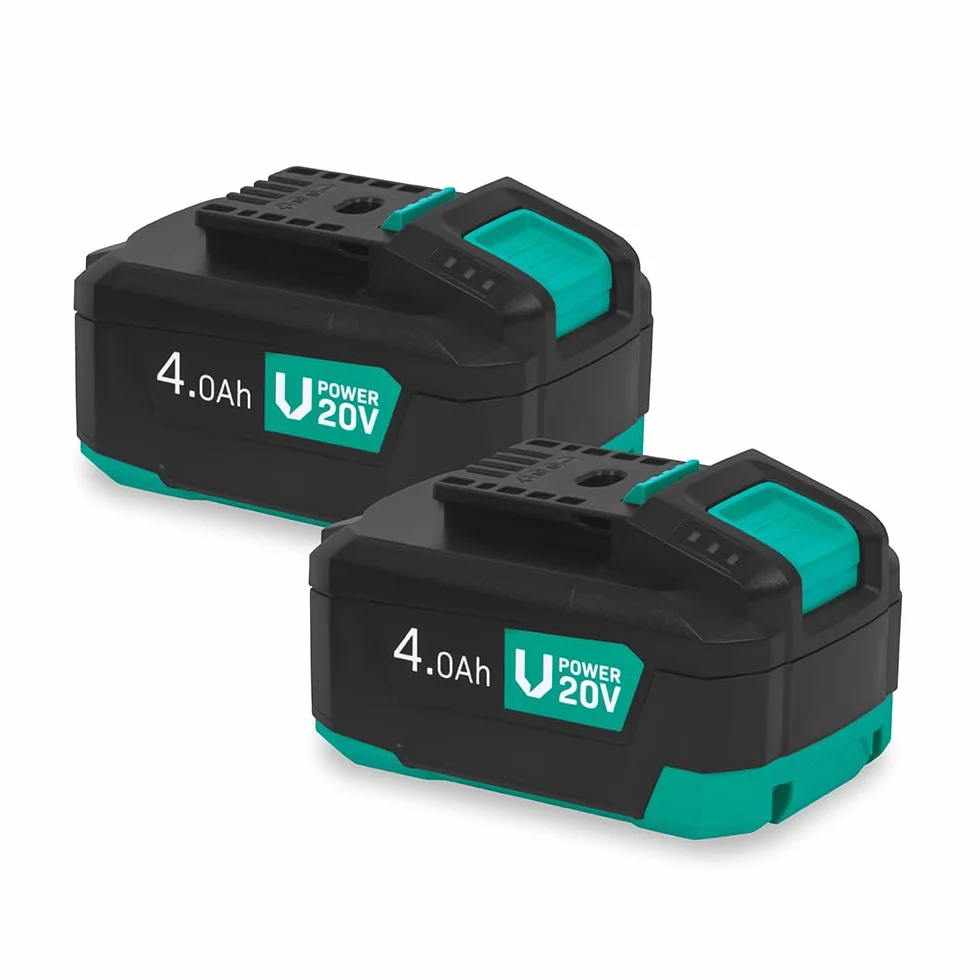 VONROC Baterie Duopack 20 V, 2 × 4,0 Ah VPower, z dwukierunkowym portem USB-C - Powerbank, kompatybilna z Power Delivery (PD), ochrona ECP, akumulatory litowo-jonowe do narzędzi 20V